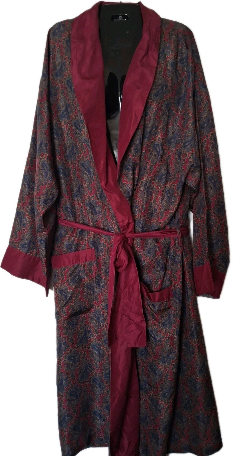Vintage Orvis Silk Paisley Robe One Size Fit Most Playboy Hugh Heffner Red Navy
