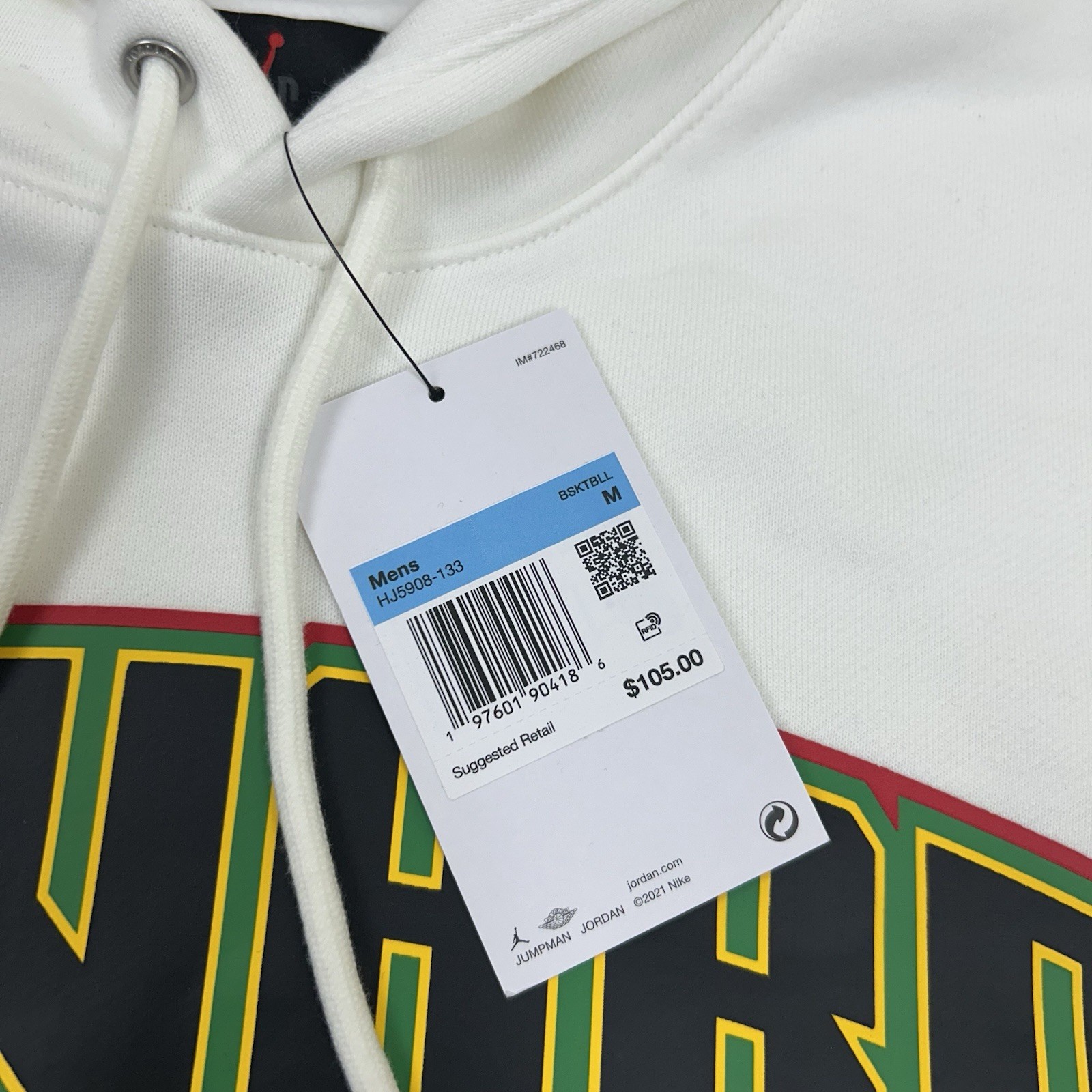 Nike Air Jordan Howard University Pullover Hoodie Mens Medium HJ5908 White $105