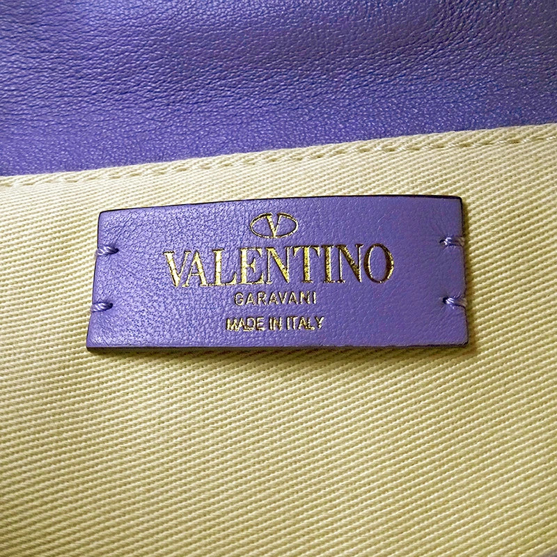 Valentino Garavani 2way Roman Studs Raffia Purple Basket Bag Women’s #BBB329