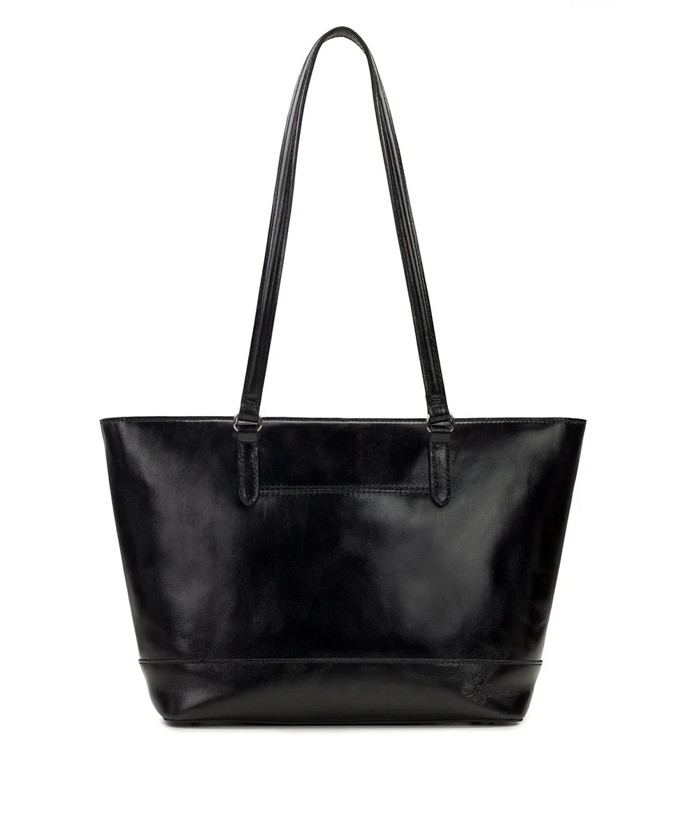 $249 Patricia Nash Violetti Large Leather Shoulder Tote Bag Black Brushed Silver