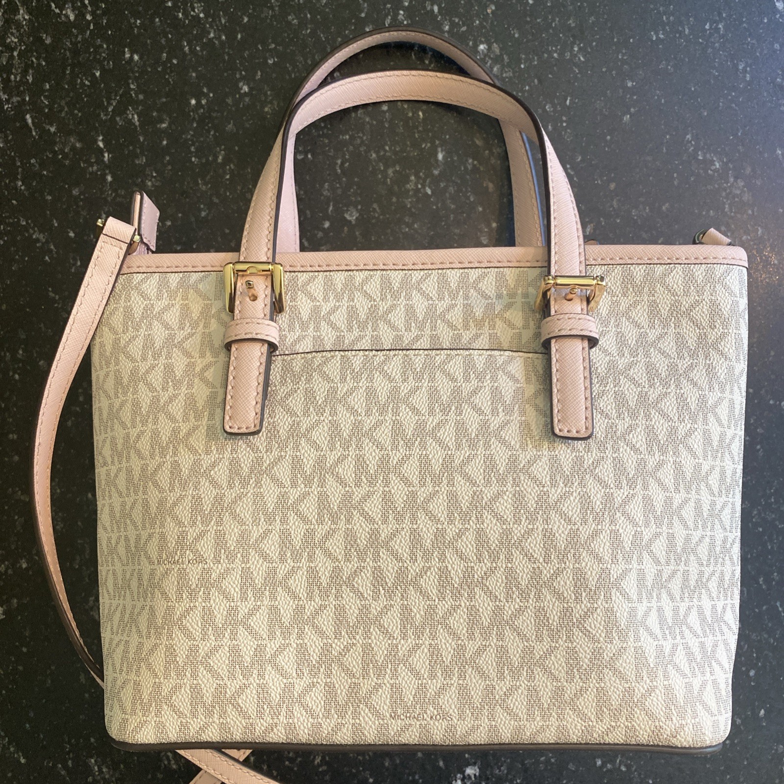 Michael Kors XS Carry All Jet Set Travel Bag for Women – Powder Blush Multi