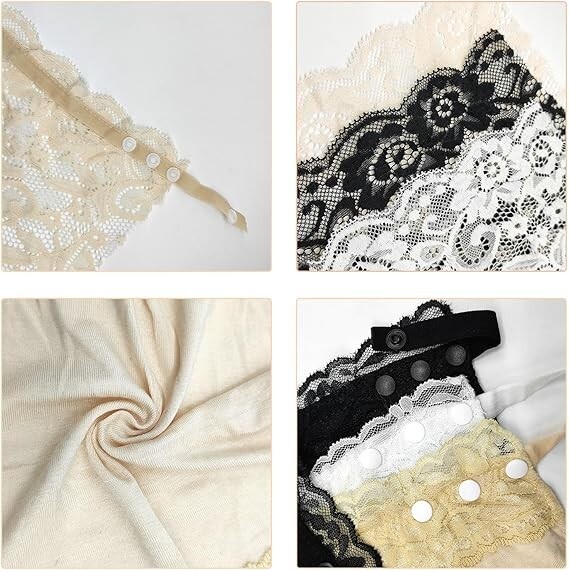 6 Pieces Lace Clip-on Mock Camisole Bra, Insert Overlay Modesty Panels for Low