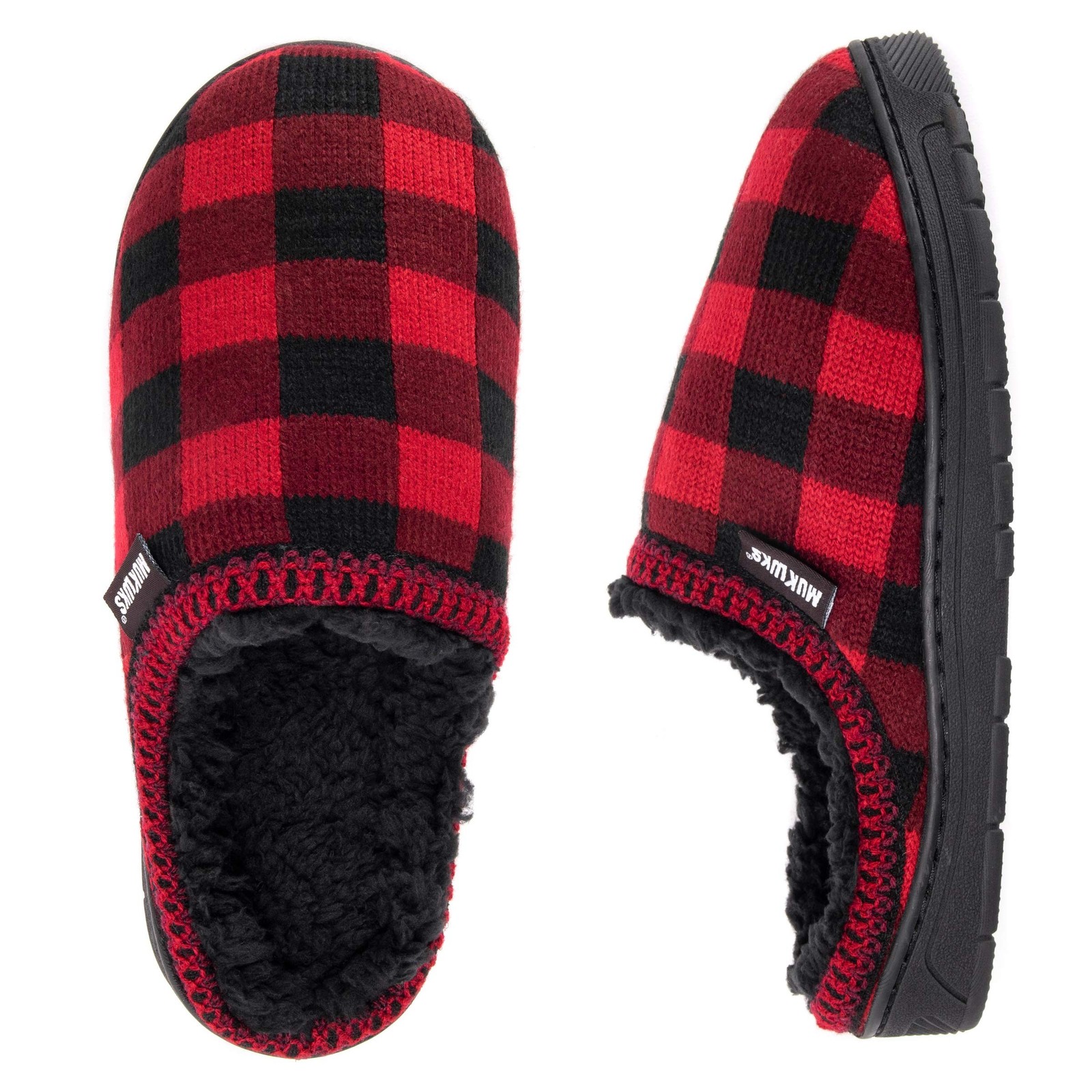 MUK LUKS Men’s Gabriel Clog Slippers Small Red/Black