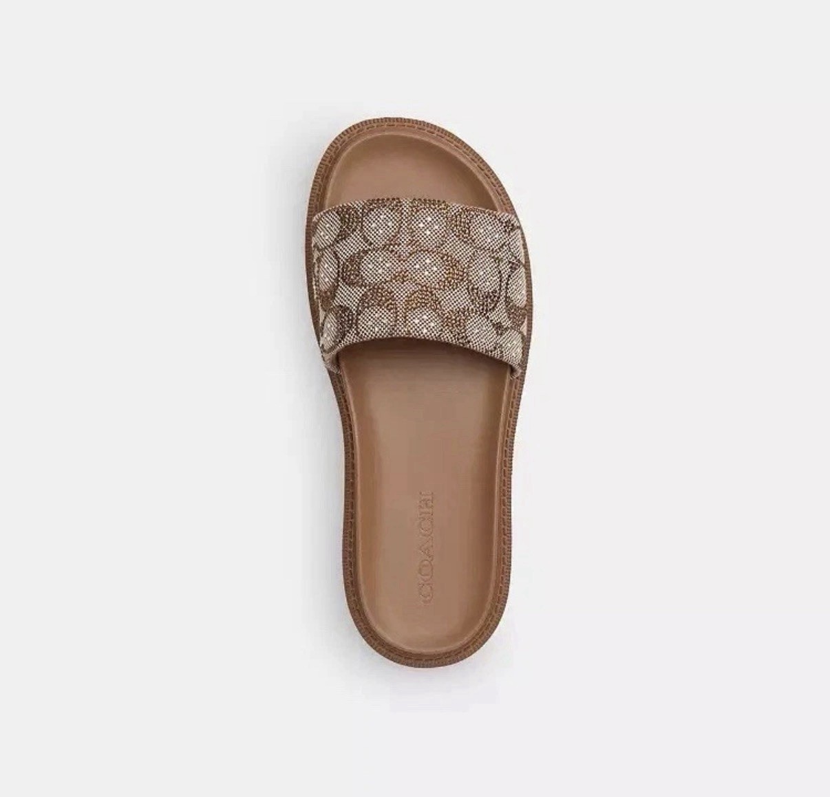 Size 7W – Coach Brynn Slide Sandal In Crystal Signature Jacquard CEF53