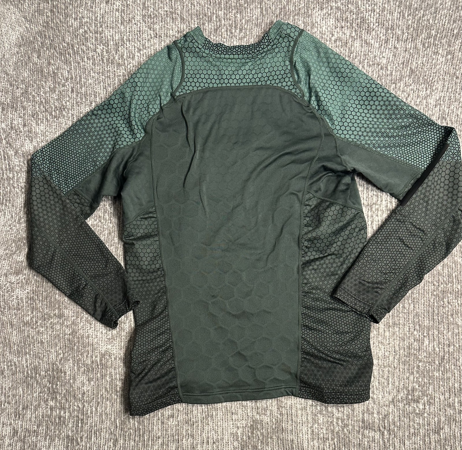 Nike Pro Hyperwarm Fitted Long Sleeve Shirt Green Black L Lightweight Stretch