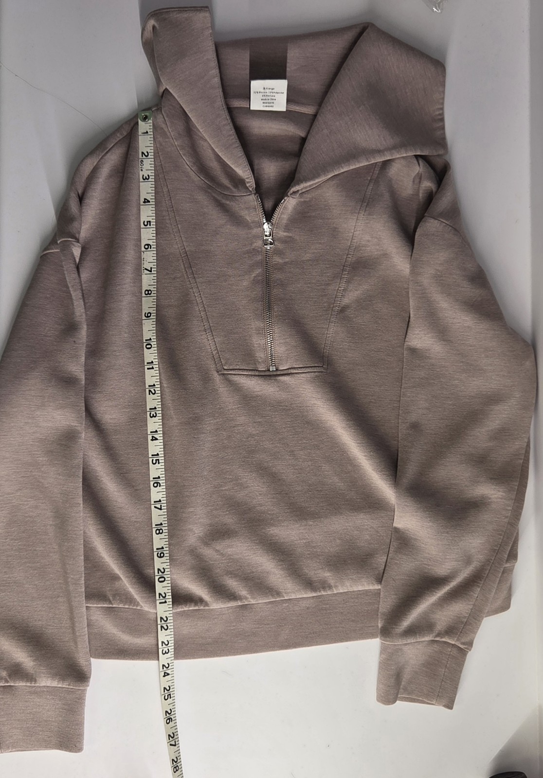 Varley Yates Half-Zip Sweatshirt Doublesoft Taupe Marl Women’s XL Quiet Luxury