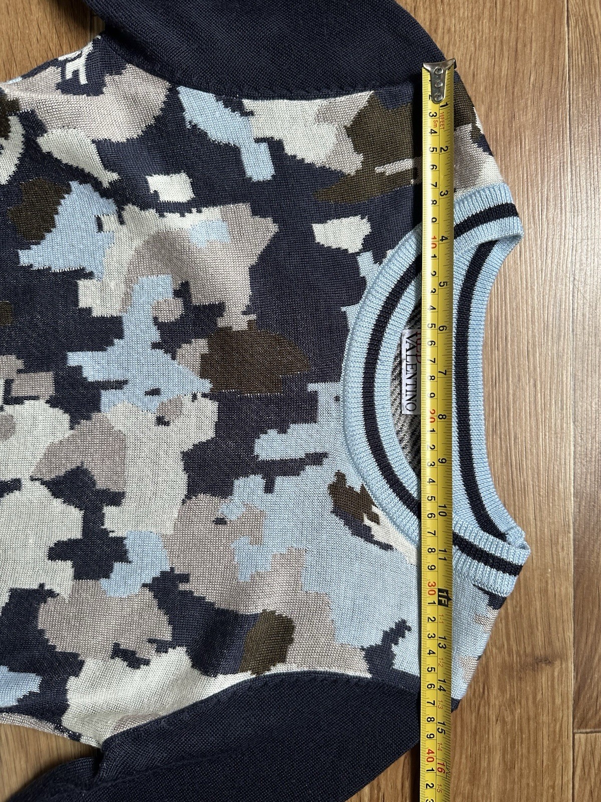 RED Valentino Camo Knit Wool Sweater Intarsia Camouflage Crewneck Pullover Top S