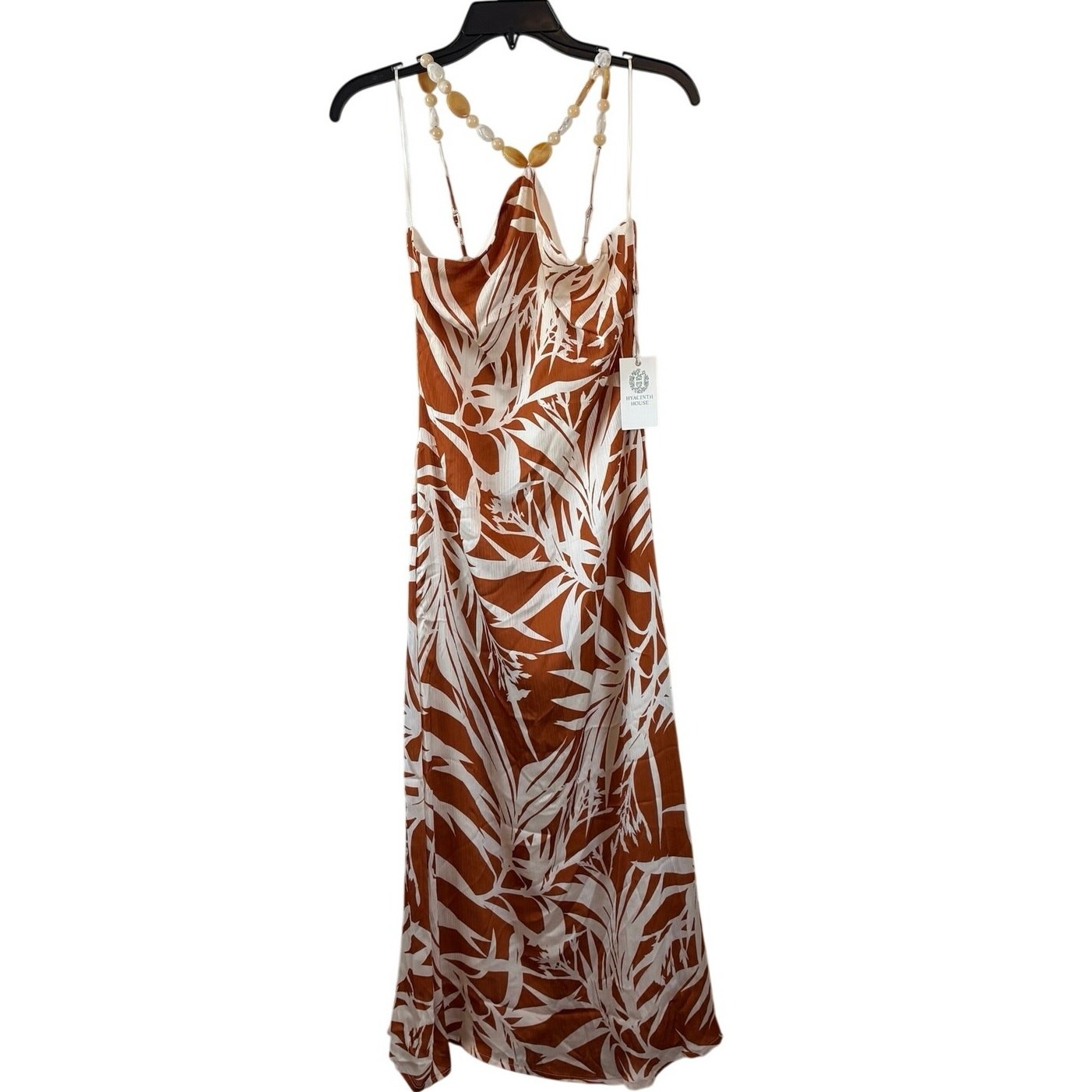 Tuckernuck Hyacinth House NWT Bronze White Floral Halter Maxi Dress Size Small