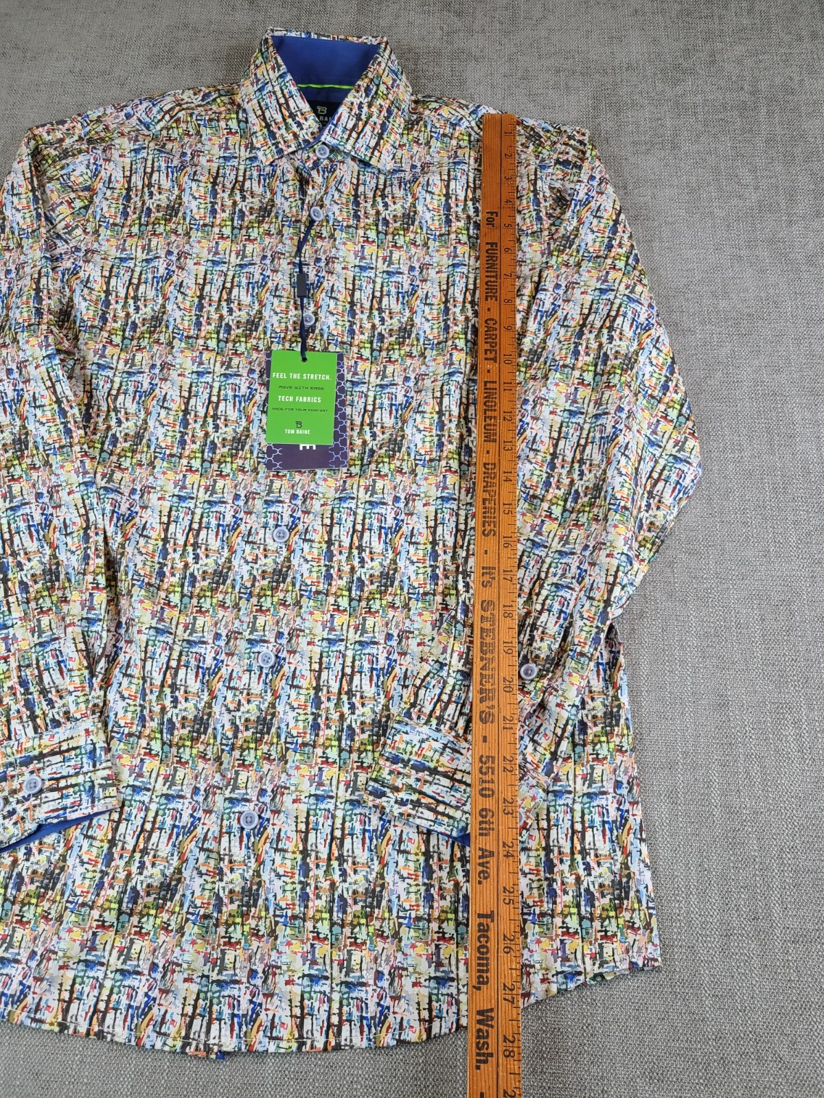 *NWT* Tom Baine Shirt Men S Colorful Performance Slim Fit Stretch Long Button Up