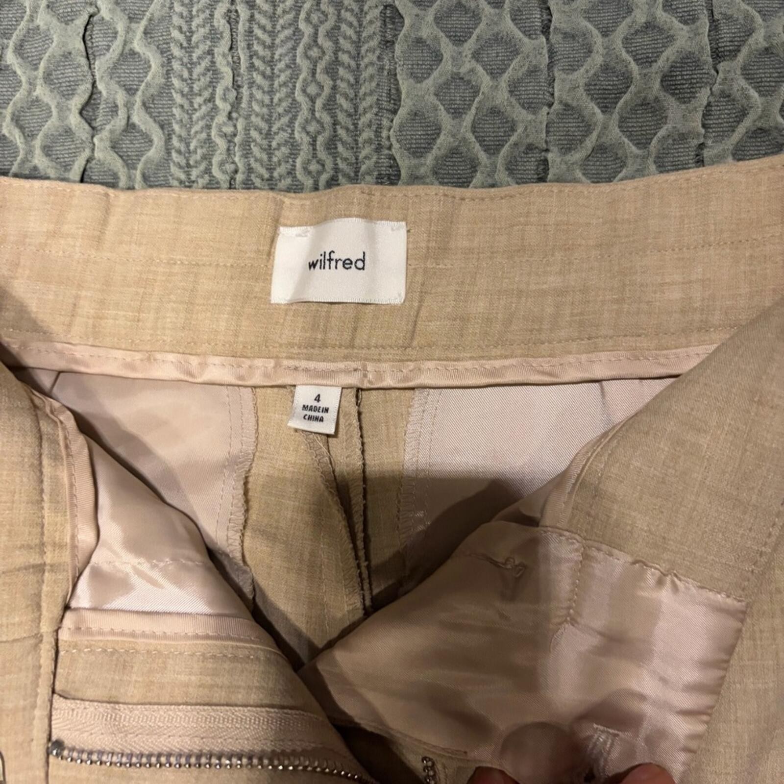 Wilfred Heathered Oat Straight-Leg Trousers Aritzia Size 4