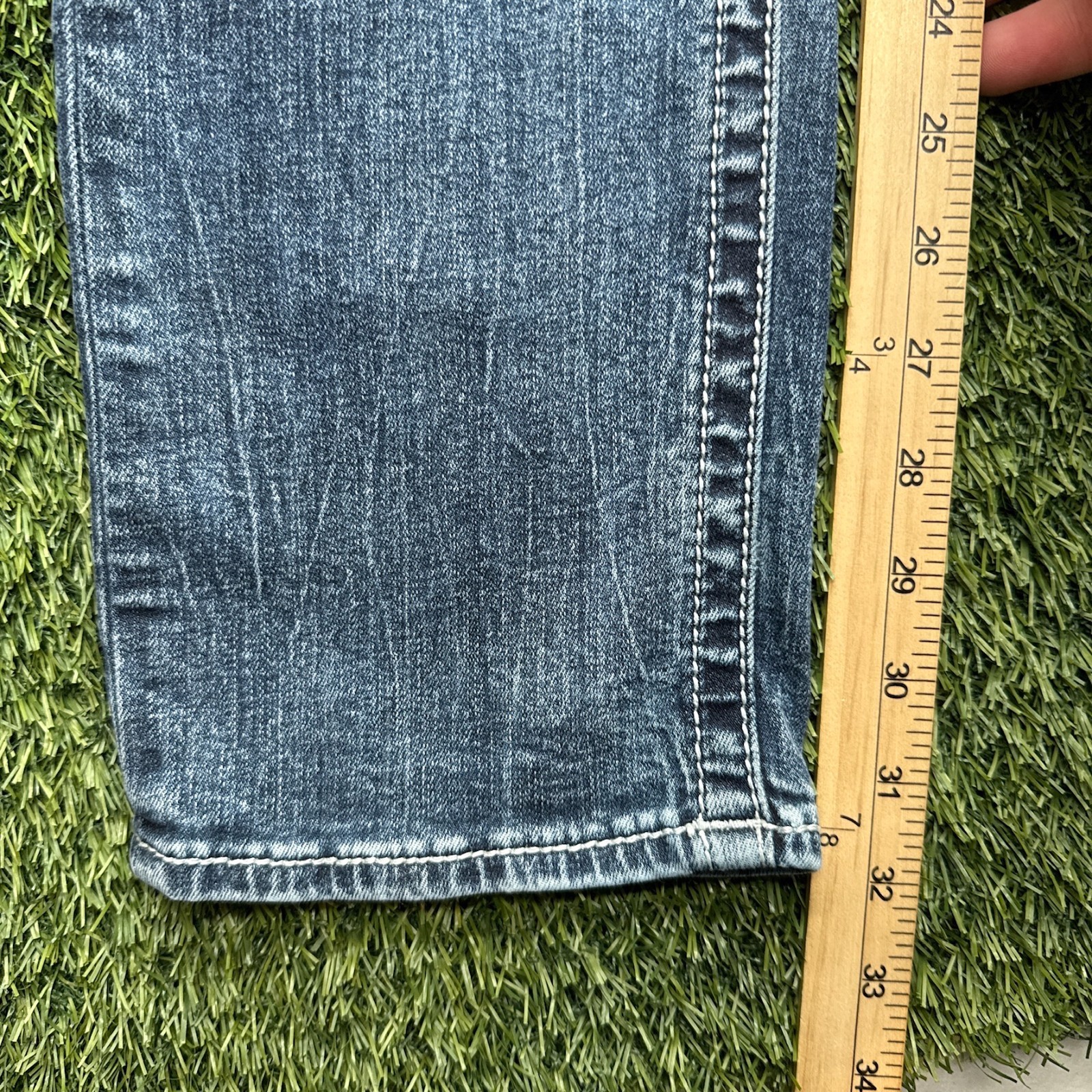 Salvage Havoc Slim Straight Jeans Mens 31×32 32R Blue Denim Distressed