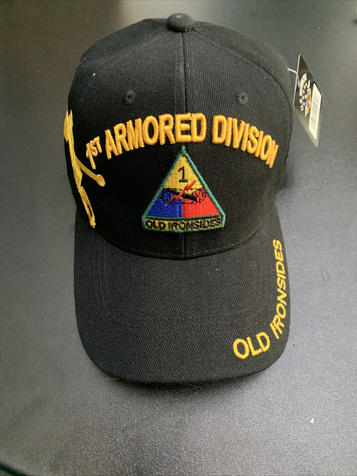 1st Armored DIV Shadow Cap Embroidery Adjustable One Size Fit Most. Black