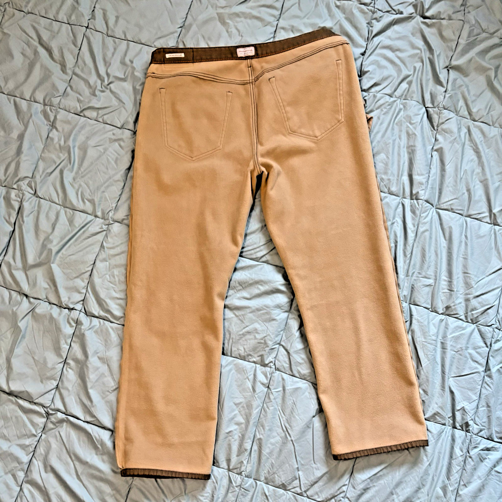 Vtg 40×30 Fleece Men Weatherproof Lined Stretch Canvas Brown Pants Item 1078078