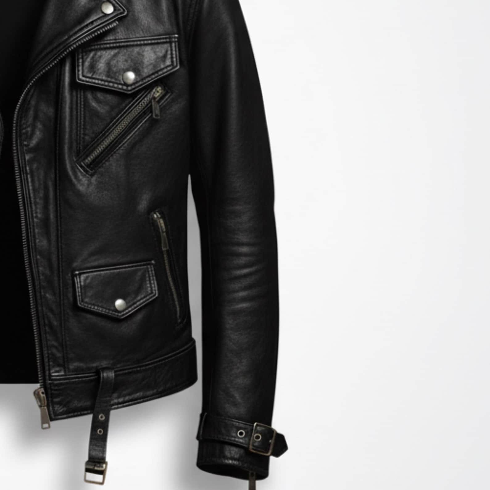 Men’s Genuine Leather Motorcycle Jacket Black Biker Brando Moto Coat