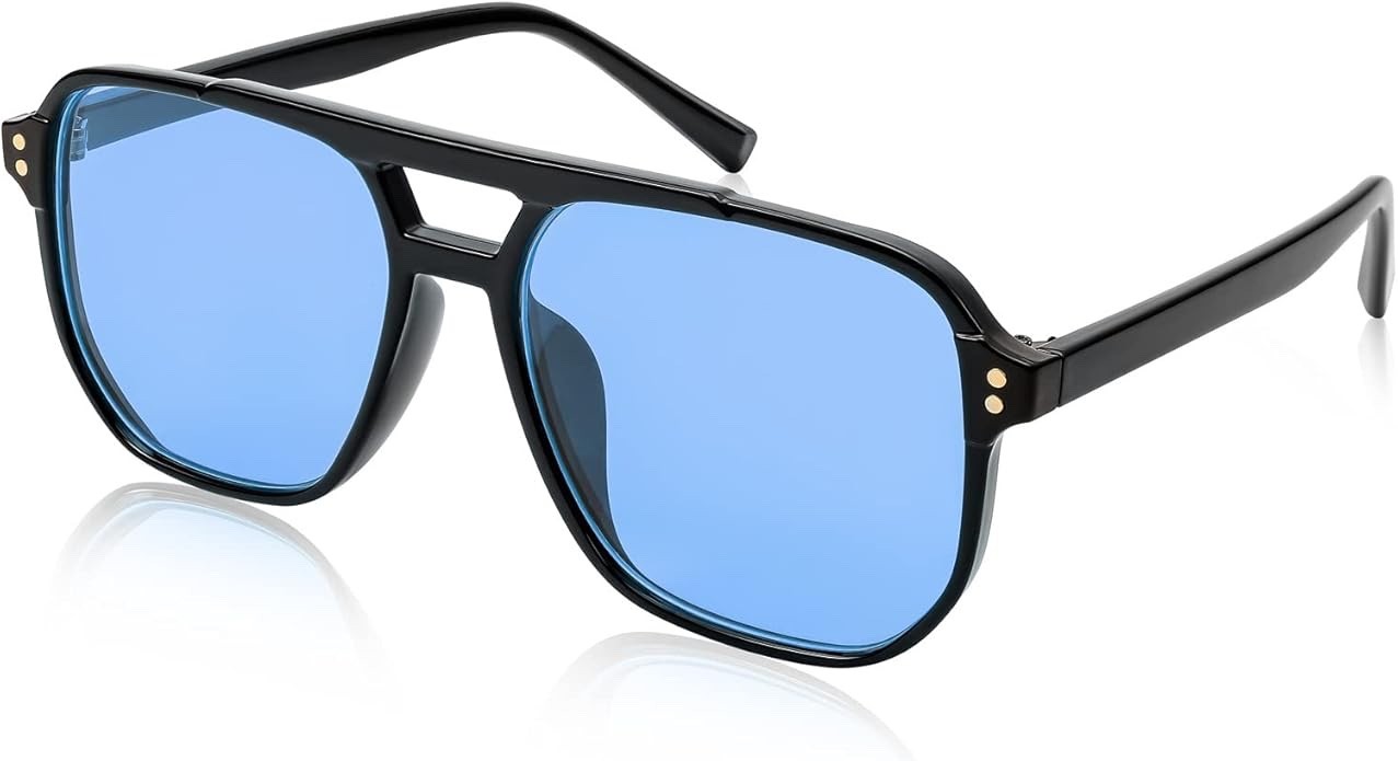 Oversized Classic Elegant Modern Hip Hop Shield SUNGLASSES Large Big Blue Lens