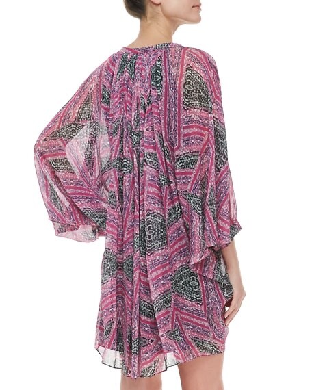 DVF Diane Von Furstenburg size 6 Fleurette Pink Black Sheer Mini Dress 100% silk
