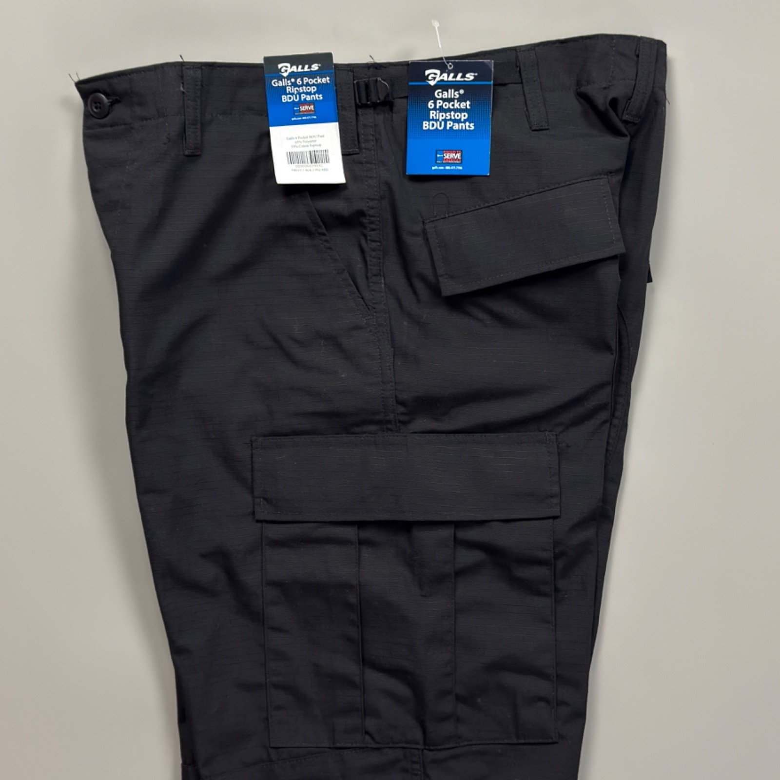 GALLS Mens Medium x 32″ 6 Pocket Ripstop BDU Pants Black Poly Cotton Tactical