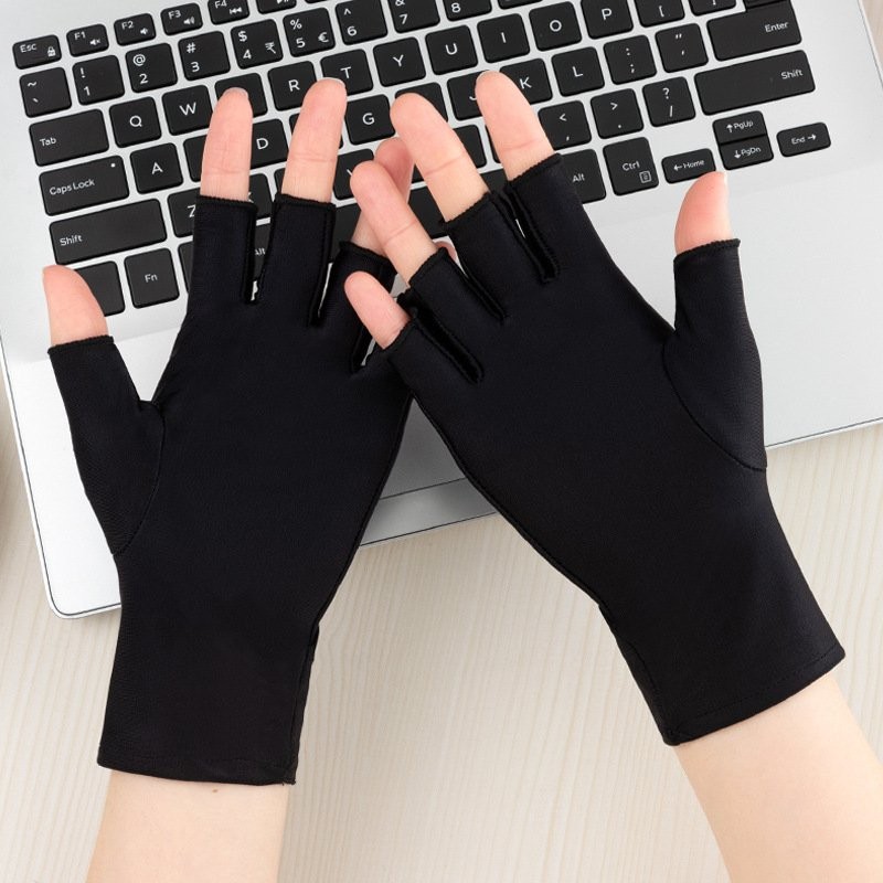 Sun UV Protection Gloves Non Slip Cotton Fingerless Driving Biking Sunscreen