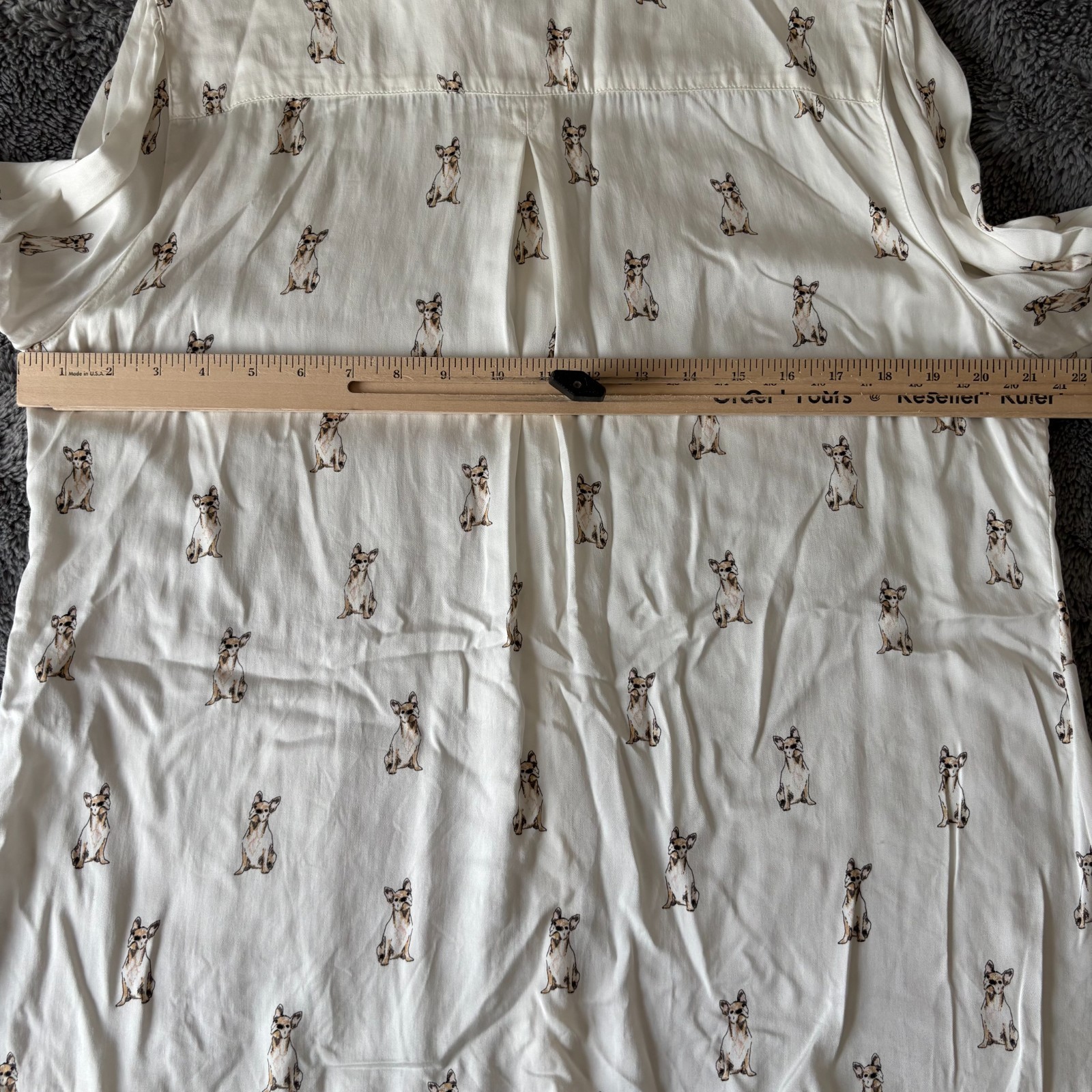 Chico’s Top Women’s 2 US Large 12/14 Button Up Blouse All Over Dog Print Tunic