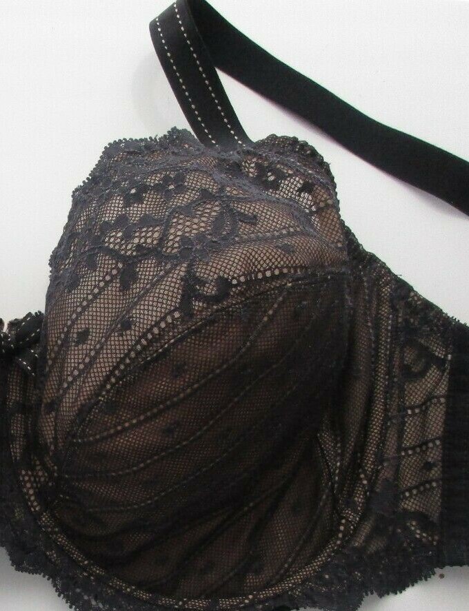 CHANTELLE 3281 RIVE GAUCHE Bra ~ BLACK/NUDE ~ 42DDD ~ NWT $94