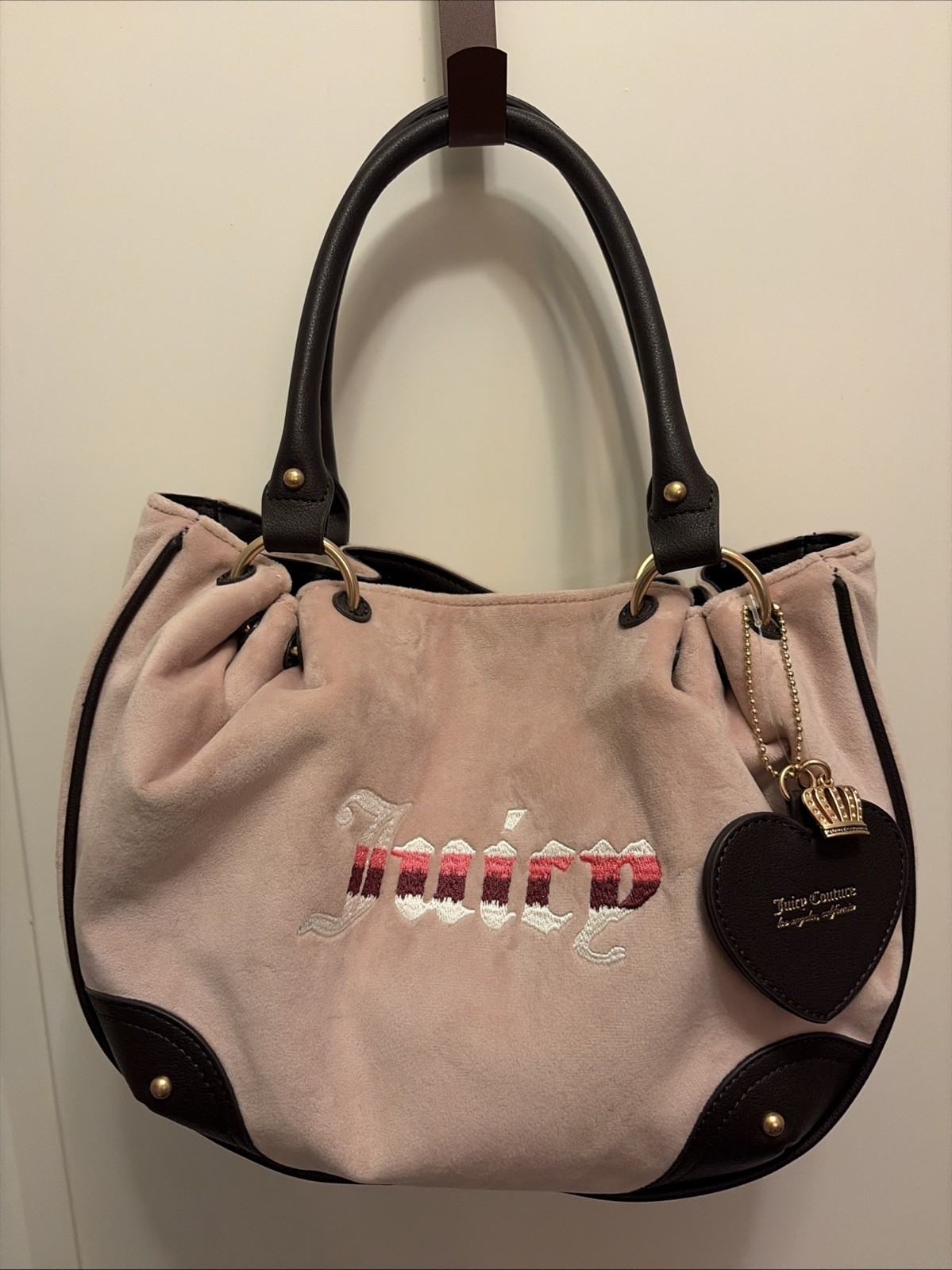 Preowned Pink Juicy Couture Handbag Satchel Bag Purse Velvet Vintage Style