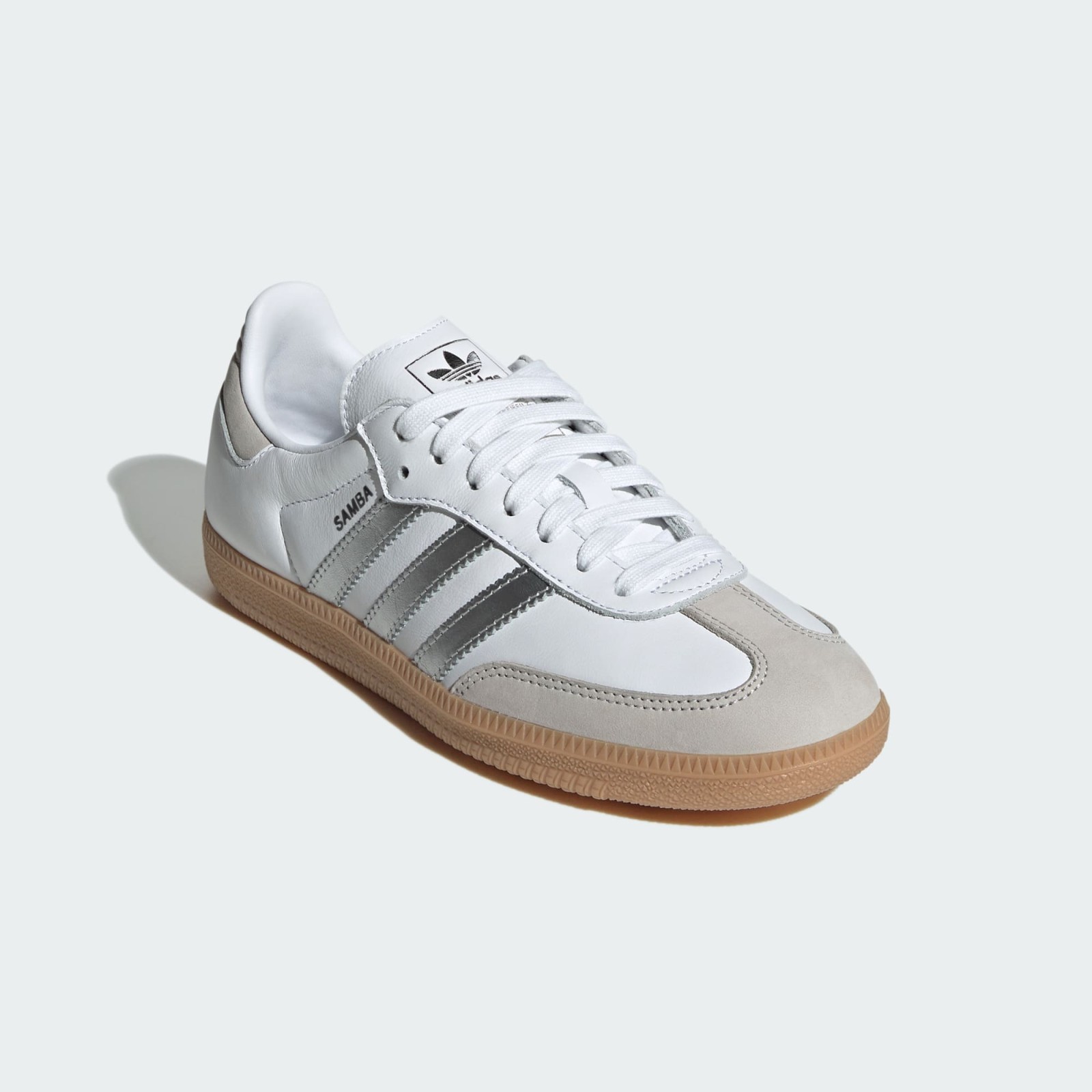 Adidas Samba OG White Silver Metallic Grey Womens Sports Sneaker JI2725