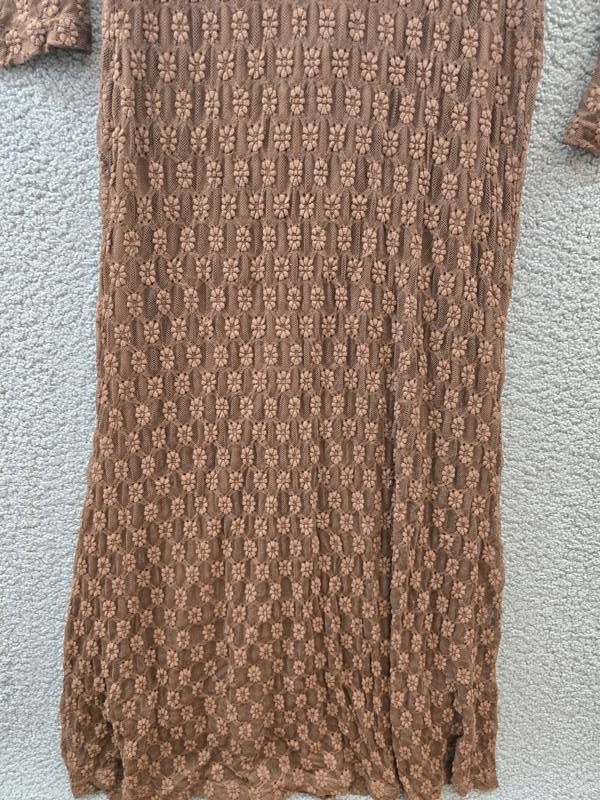 Bardot Evannia Bell-Long Sleeve Lace Dress Women’s 12 Chocolate Square Neck