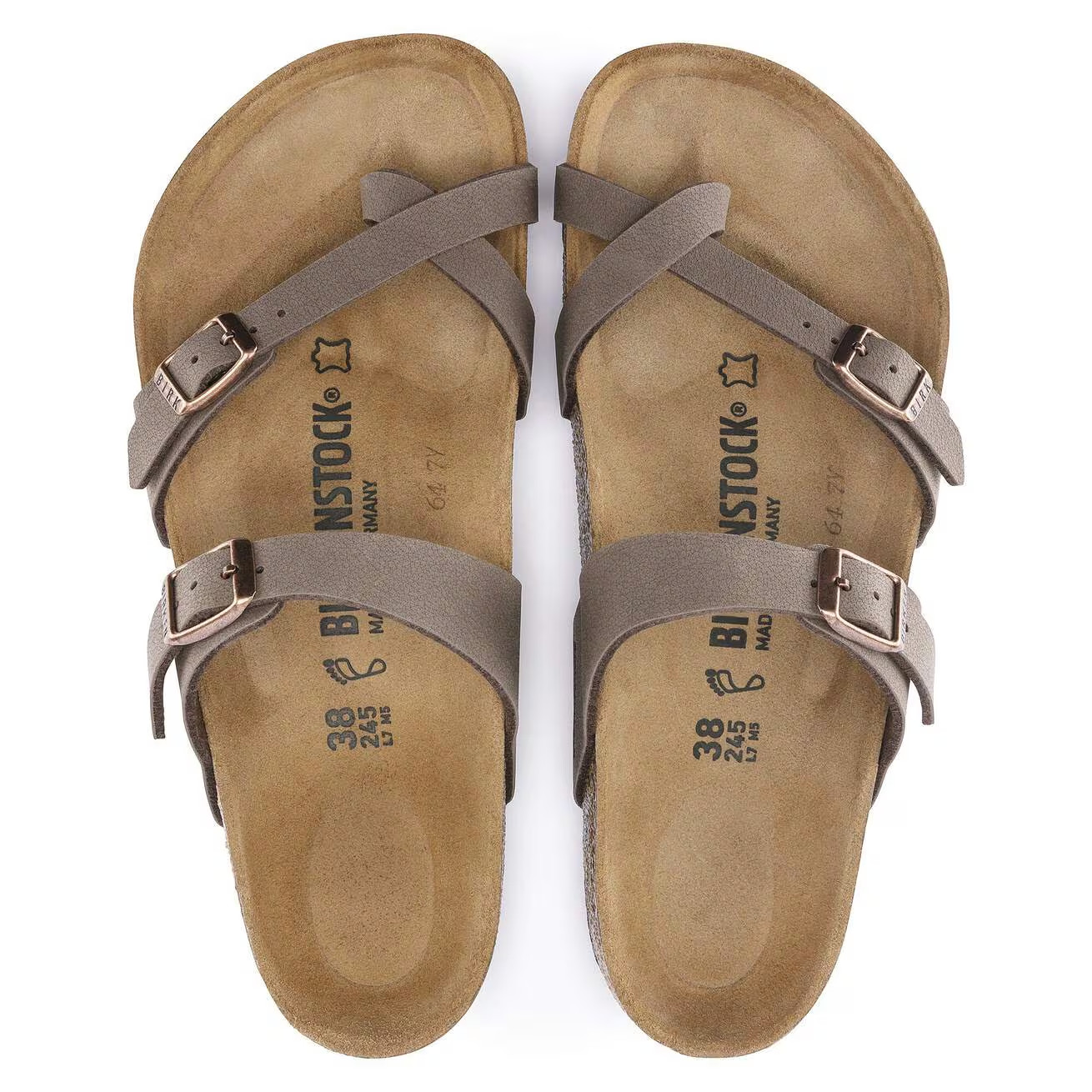 Birkenstock Mayari Birko-Flor Leather Women’s Sandals Wide EU 37-41 Mocha+Black