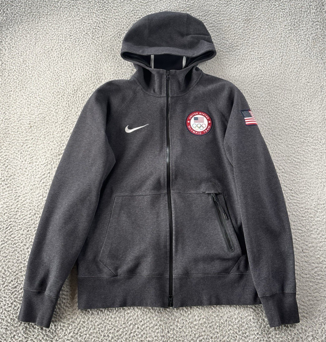 Nike 2012 USA Olympic Tech Fleece Windrunner Hoodie Mens Medium Gray 488445 032
