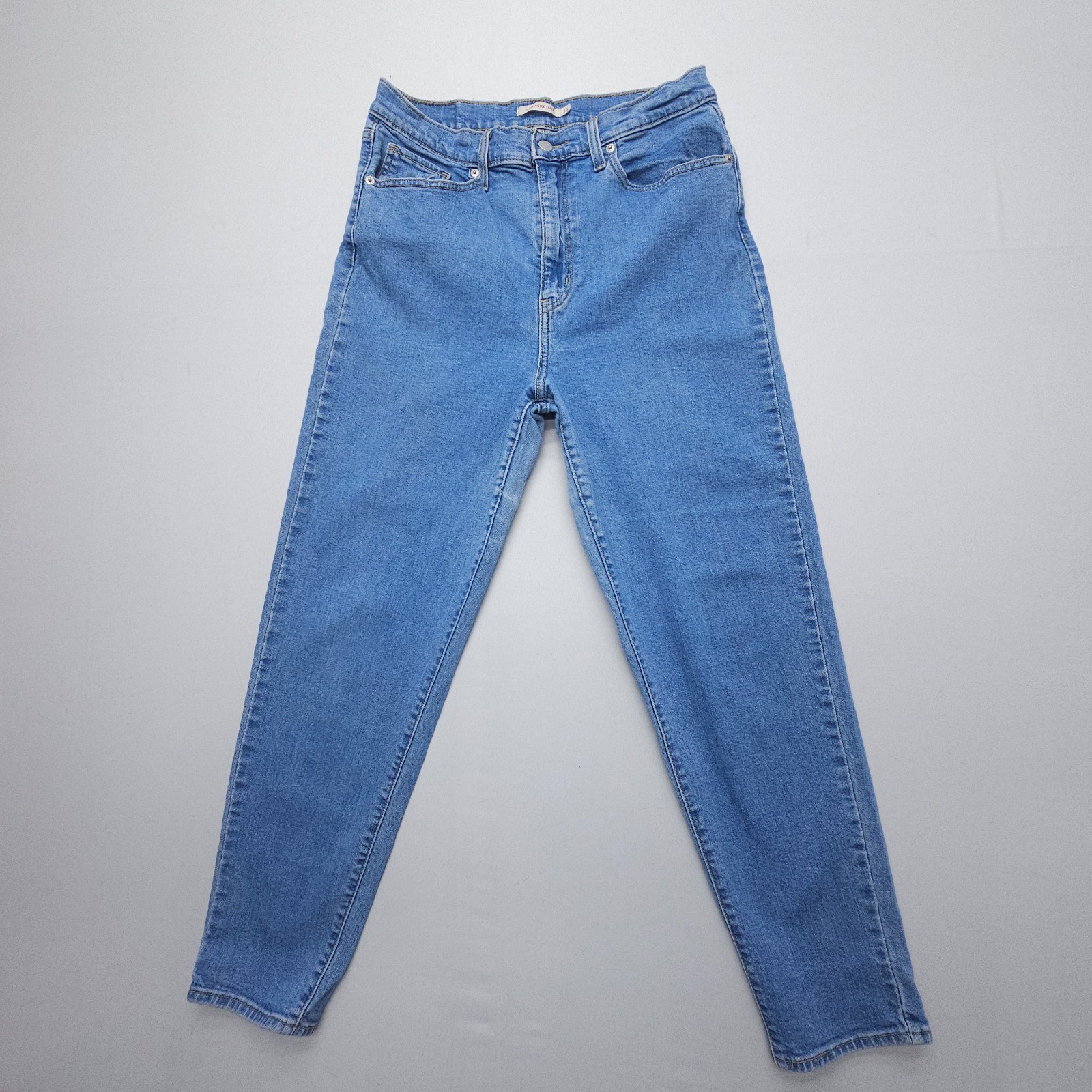 Levi’s High Waisted Taper Jeans Womens 31 Blue Stretch Denim High Rise 28″inseam