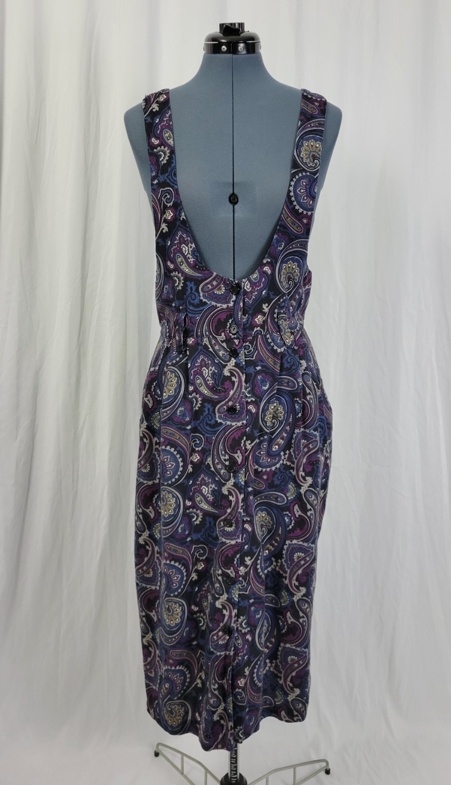 Vintage Outback Red Blue/Purple/Grey Paisley Jumper w Deep Neckline Size 8