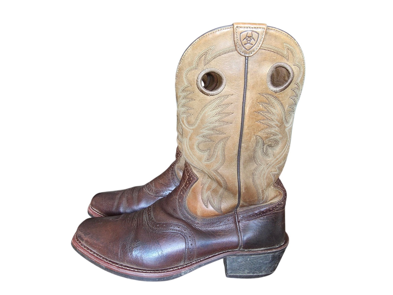 ARIAT ROUGHSTOCK BROWN BULLHIDE LEATHER SQUARE TOE COWBOY BOOTS #34828 MENS 13EE