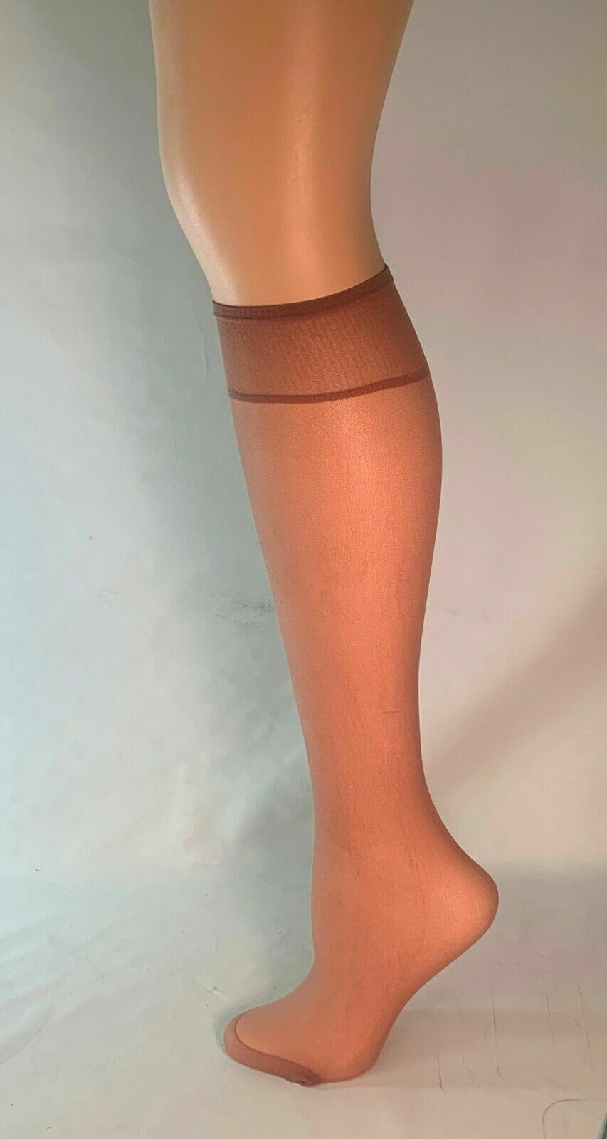 6 pr National Run-Resist Sheer Knee Highs- Neutral Beige, Wood Beige, Soft Taupe