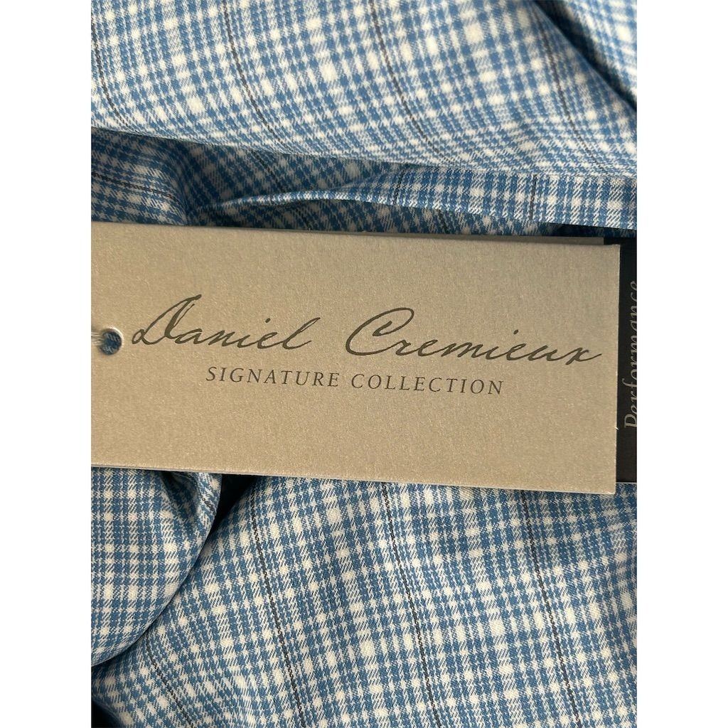 NEW Daniel Cremieux Performance Men’s MEDIUM Blue Plaid Short Sleeve Shirt
