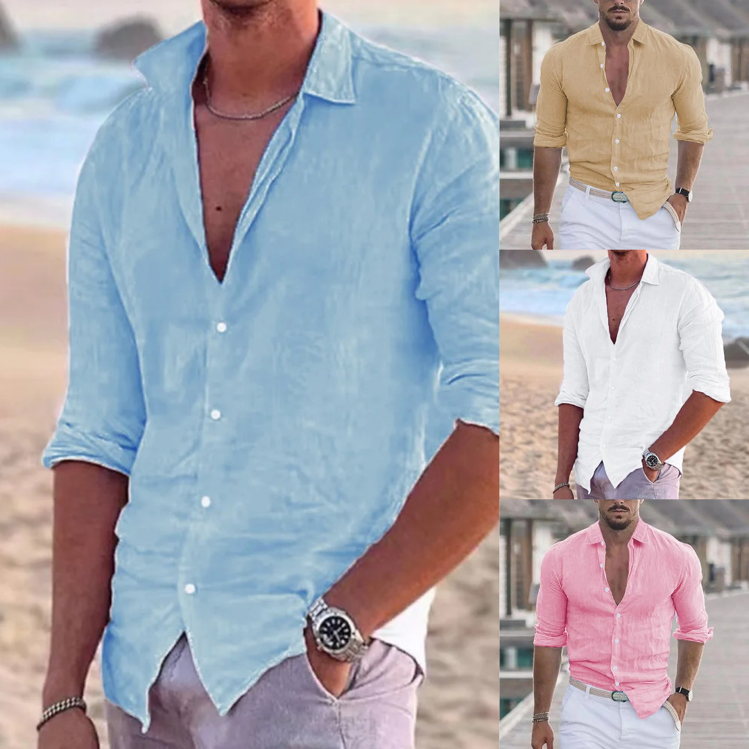Men’s Shirt Cotton Linen Sleeve T-shirt Short Plain Shirts Casual Mens *20% OFF*