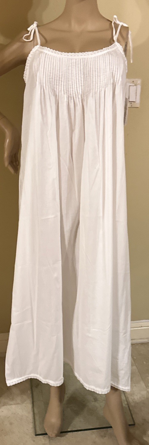 Eileen west nightgown Ballet Xlarge XL 100% Cotton Lawn White Mini Pleats
