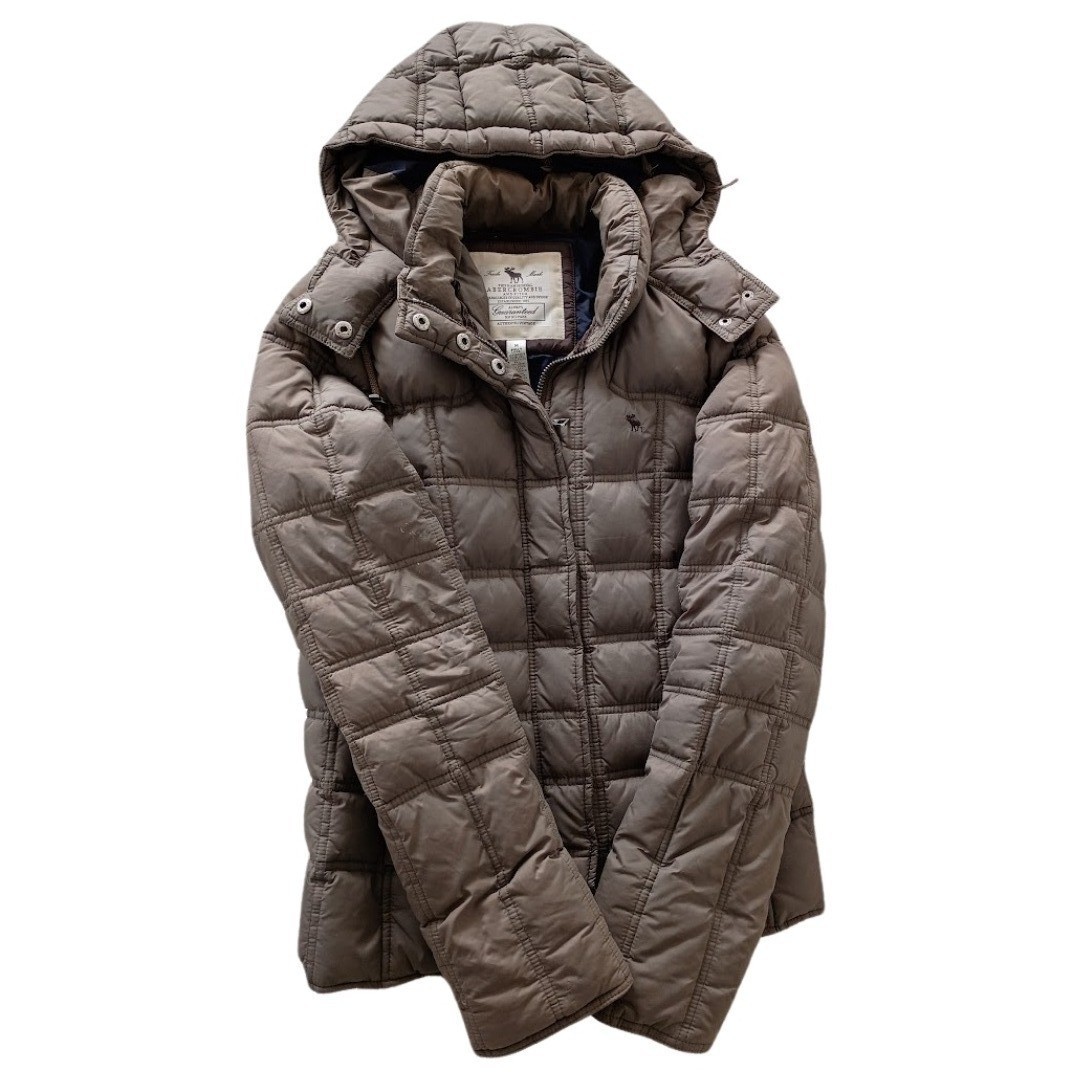 Abercrombie & Fitch Brown Quilted Puffer Jacket Hooded Y2K Gorpcore Moose Logo M