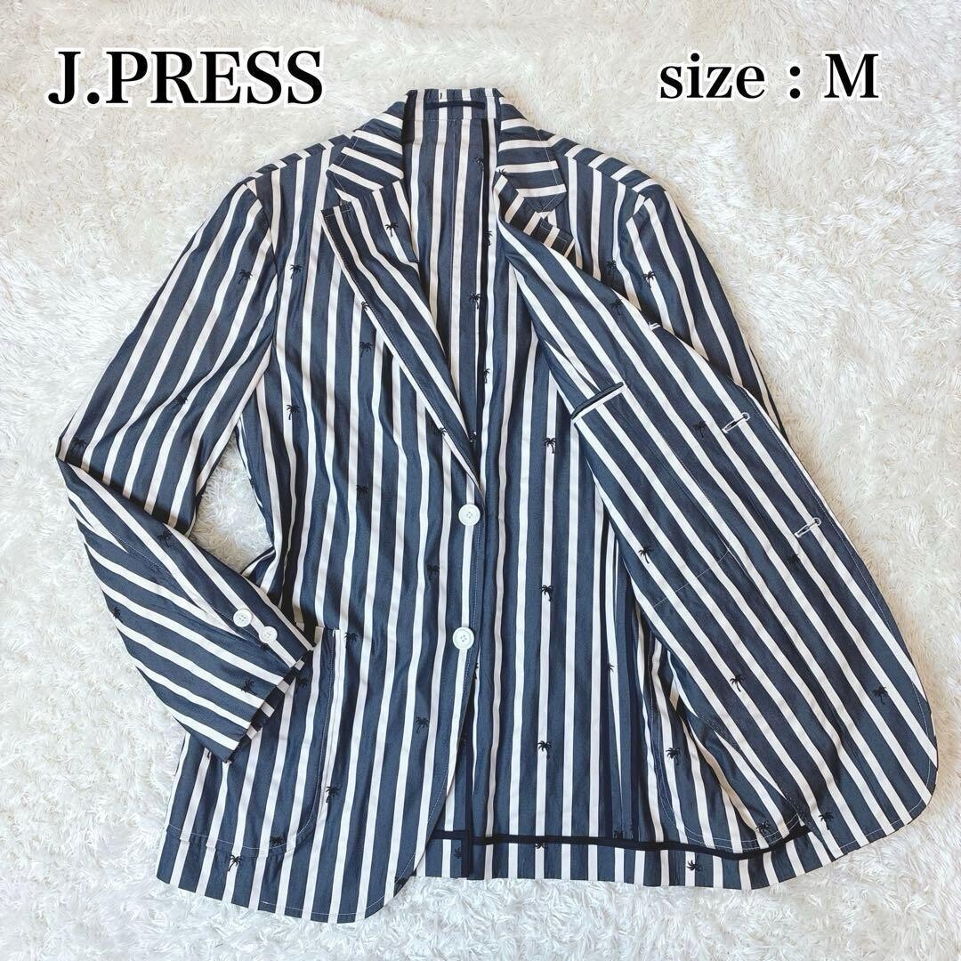J.PRESS Navy Striped 3 Button Tailored Jacket Unstructured M Authentc