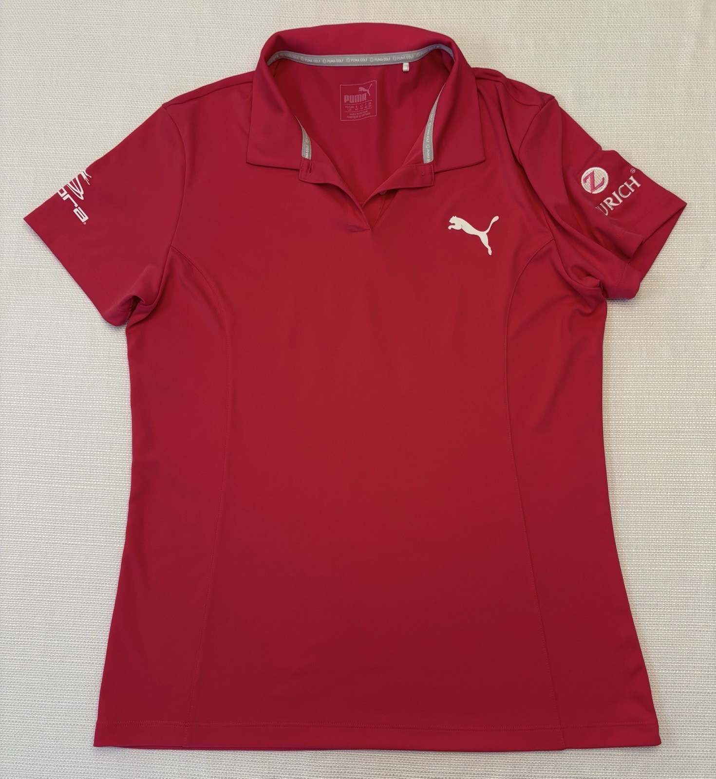 Puma PGA Tour Issued Women’s Large Cobra Zurich Sponsorships Pink Golf Polo