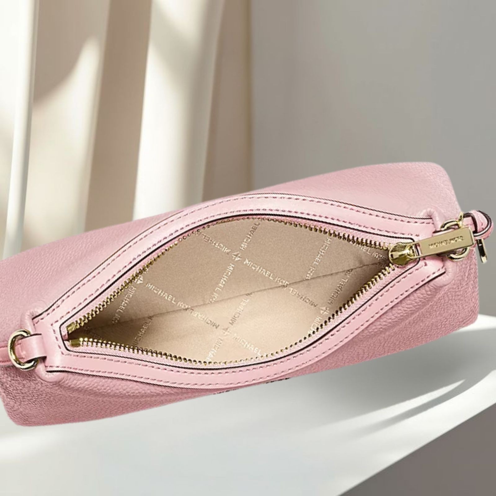 Michael Kors Sammy Women Small Leather Convertible Crossbody Bag Powder Blush