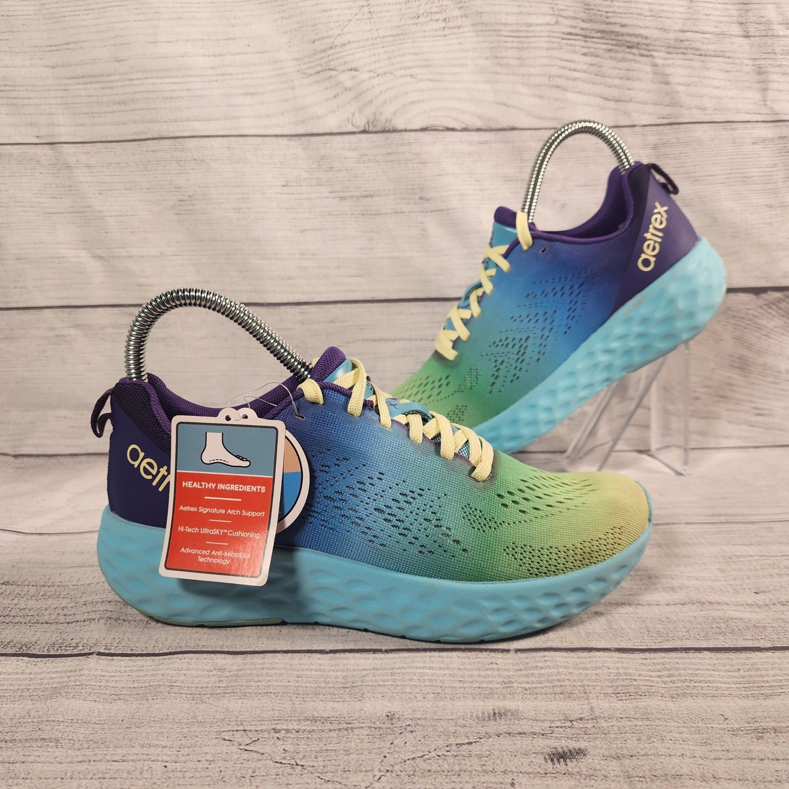 Aetrex Danika Women’s 7 Athletic Sneakers Ombre Blue Green Purple Arch Support