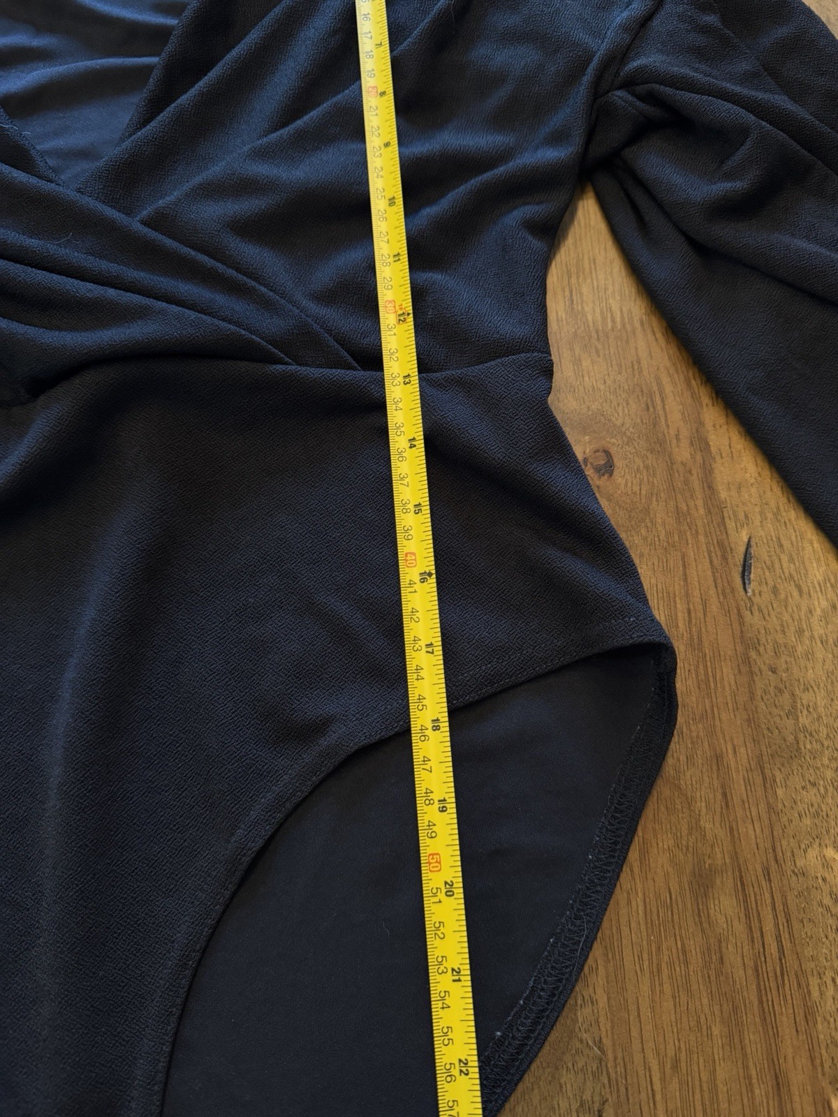 boohoo Black Long Sleeve Wrap V-Neck One-Piece Bodysuit US 12 Solid