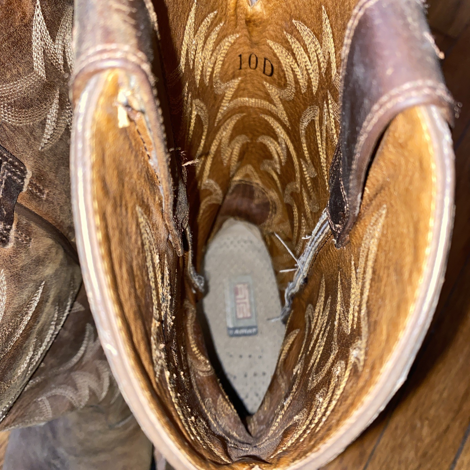 ARIET Heritage 34725 Cowboy Boots Western Brown Leather Mens Size 10D