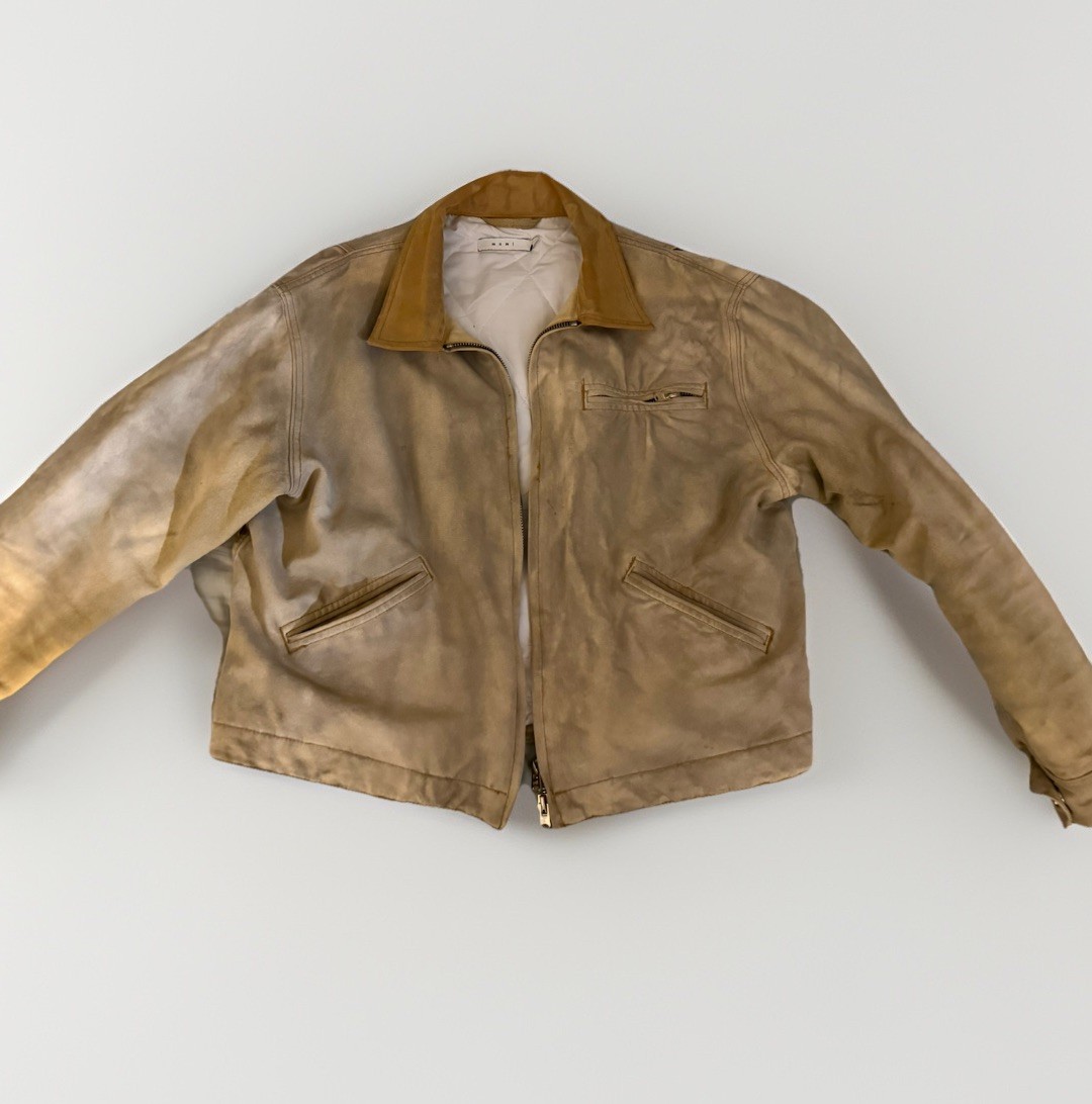 MNML Men’s Workwear Jacket Double Padded Cropped Size Medium Light Brown