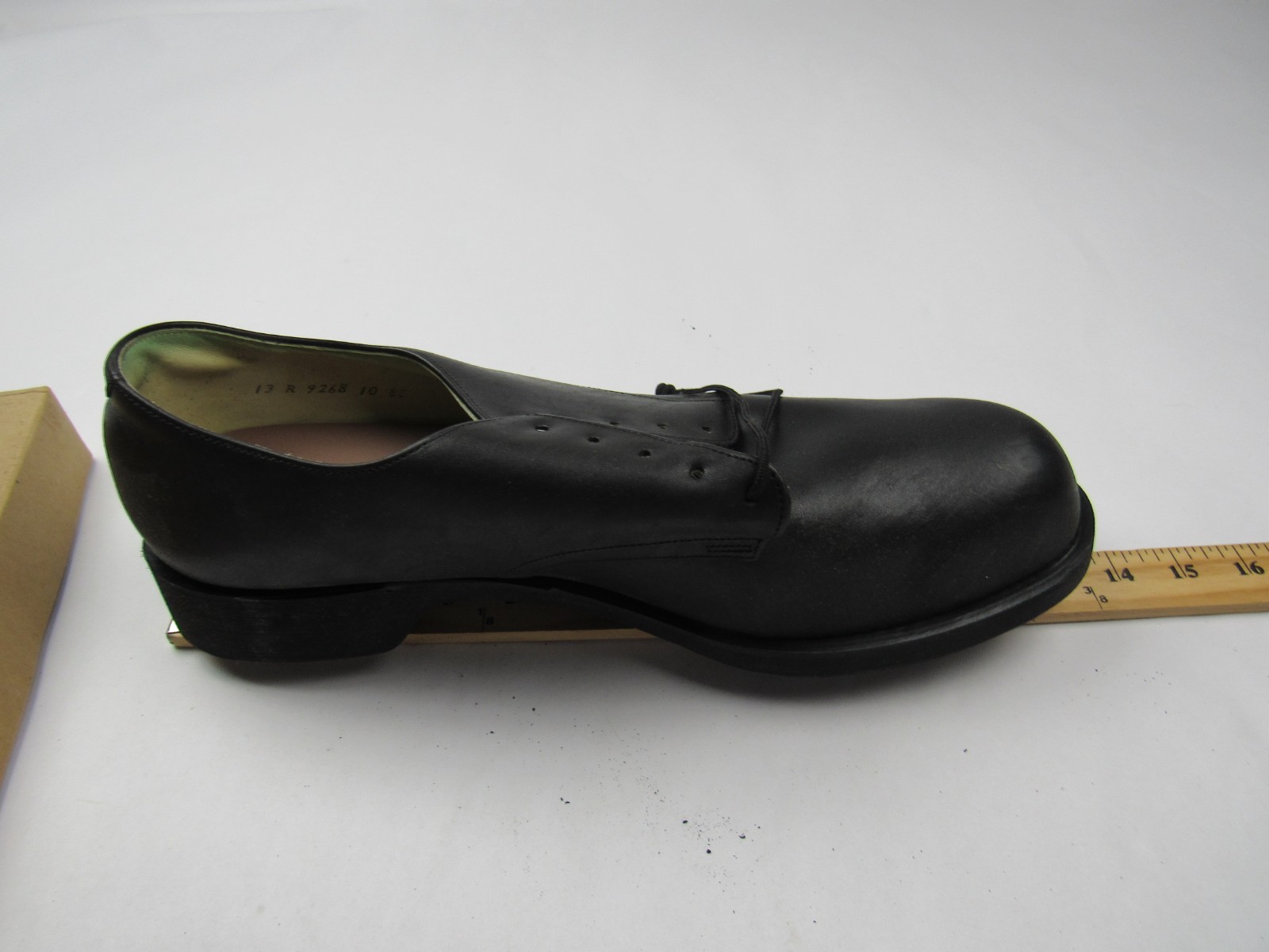 Vtg NOS 1970s Unicor Black Prison Issue Leather Derby Shoes Size 13 R Plainsman