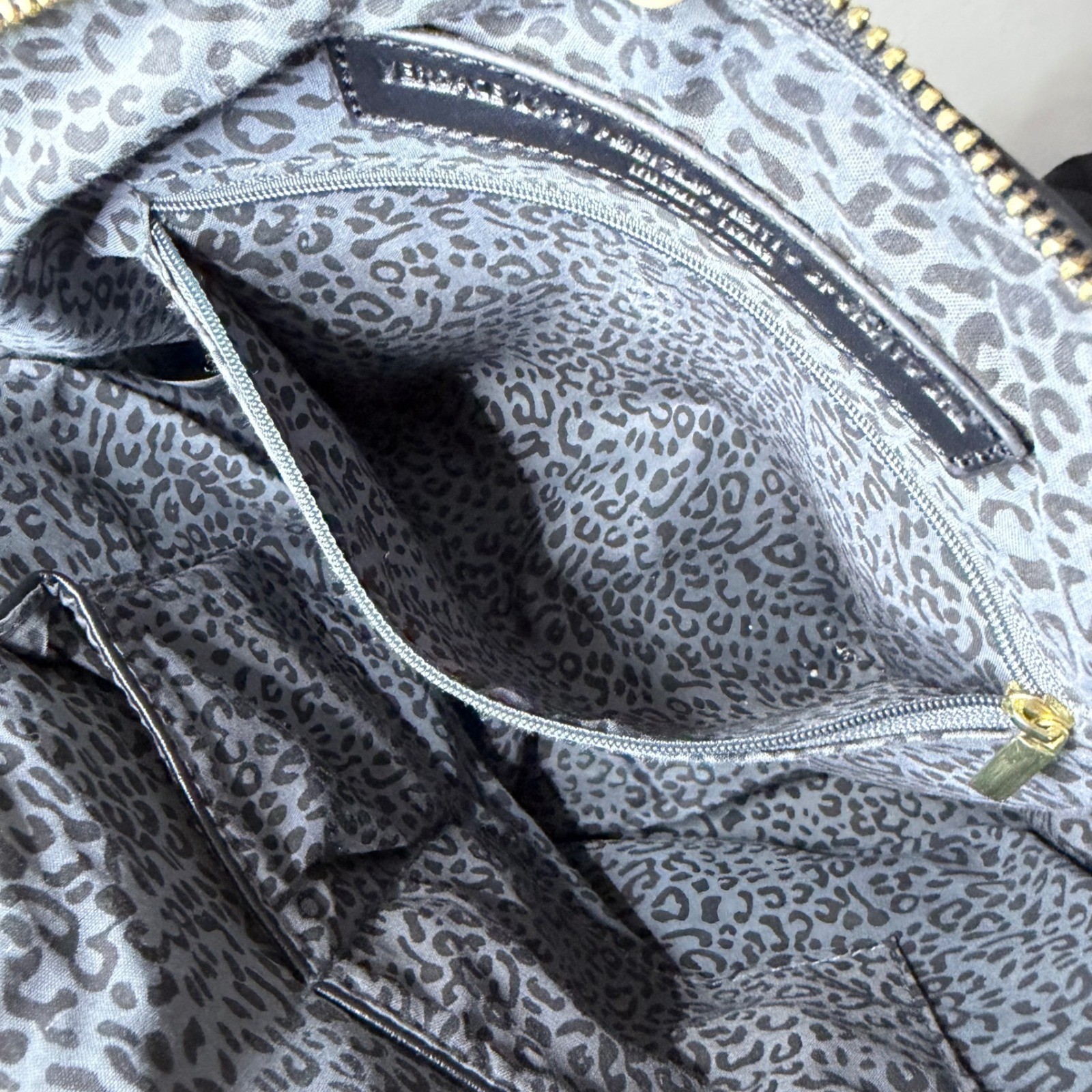 V1969 Versace Black Gold Dome Satchel Studded Logo Charm Shoulder Bag Luxury