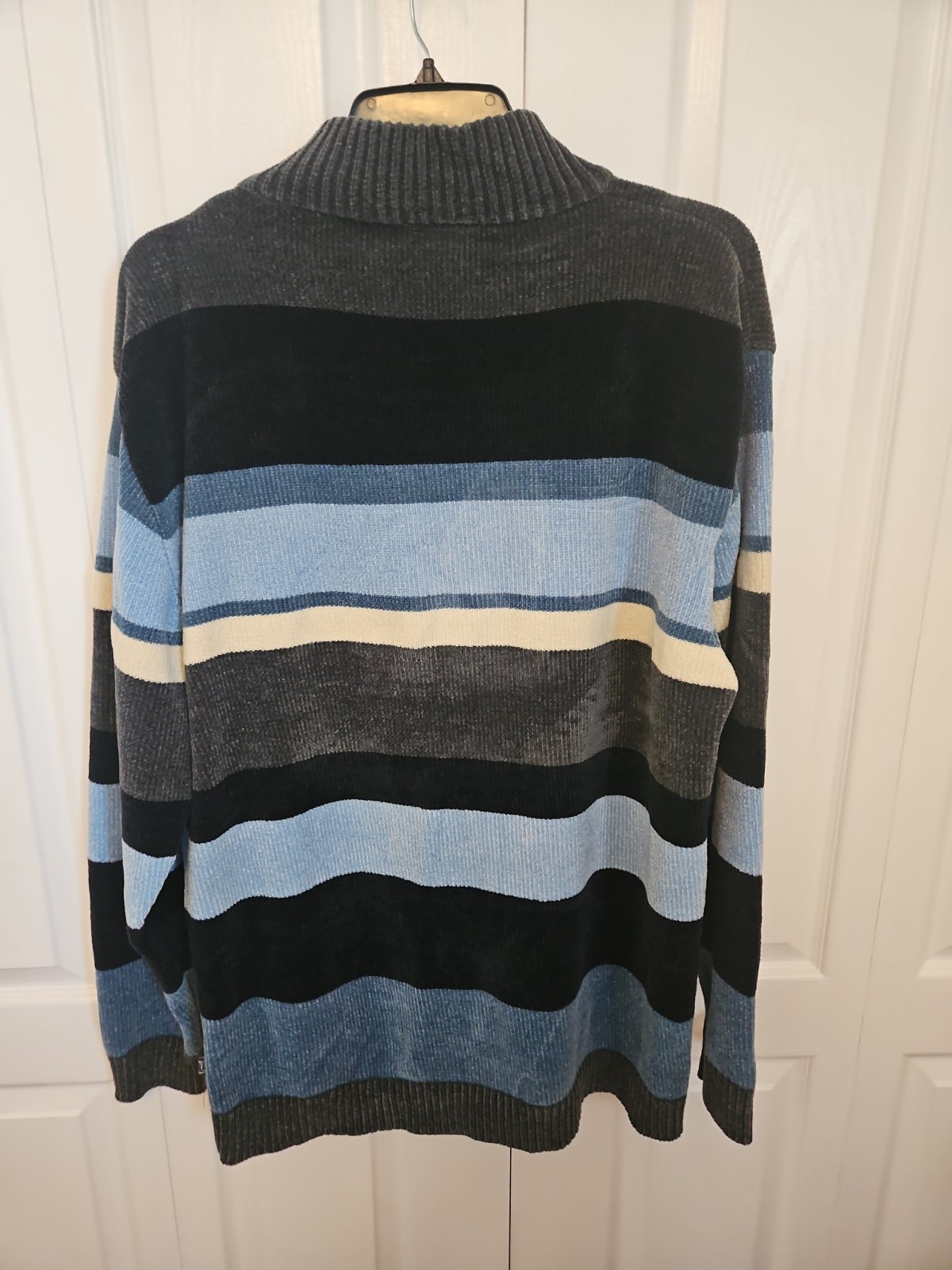PJ Mark Vintage 90s Blue Chenille Knit Mock Neck Oversized Sweater Y2K Relaxed