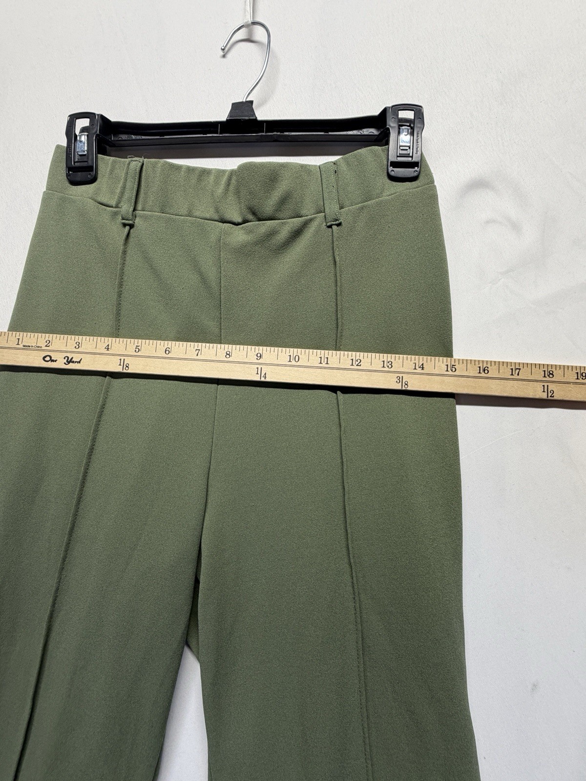 Ambiance Womens Size M Olive Green Wide Leg Pull On Pants Stretch Casual