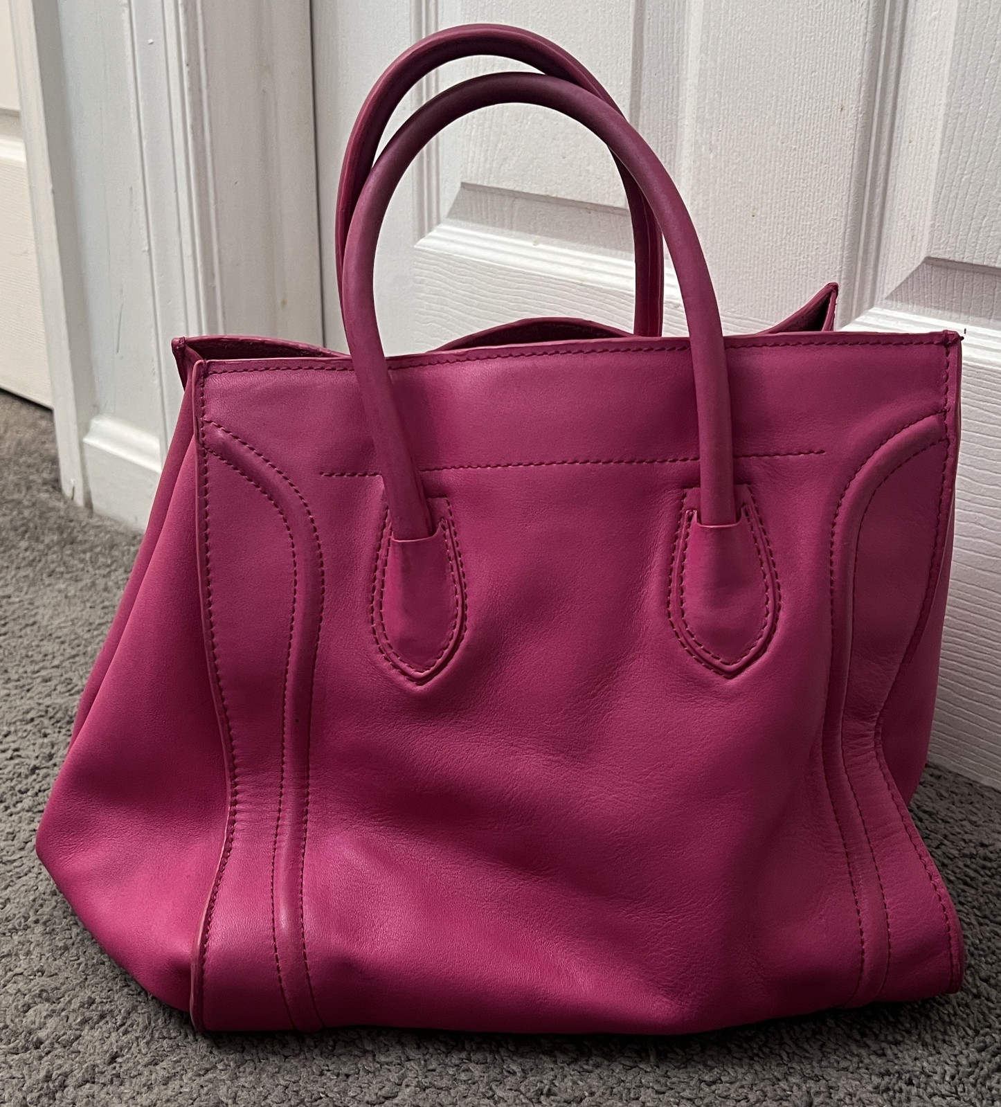 CELINE Luggage Phantom Hand Bag Leather Pink