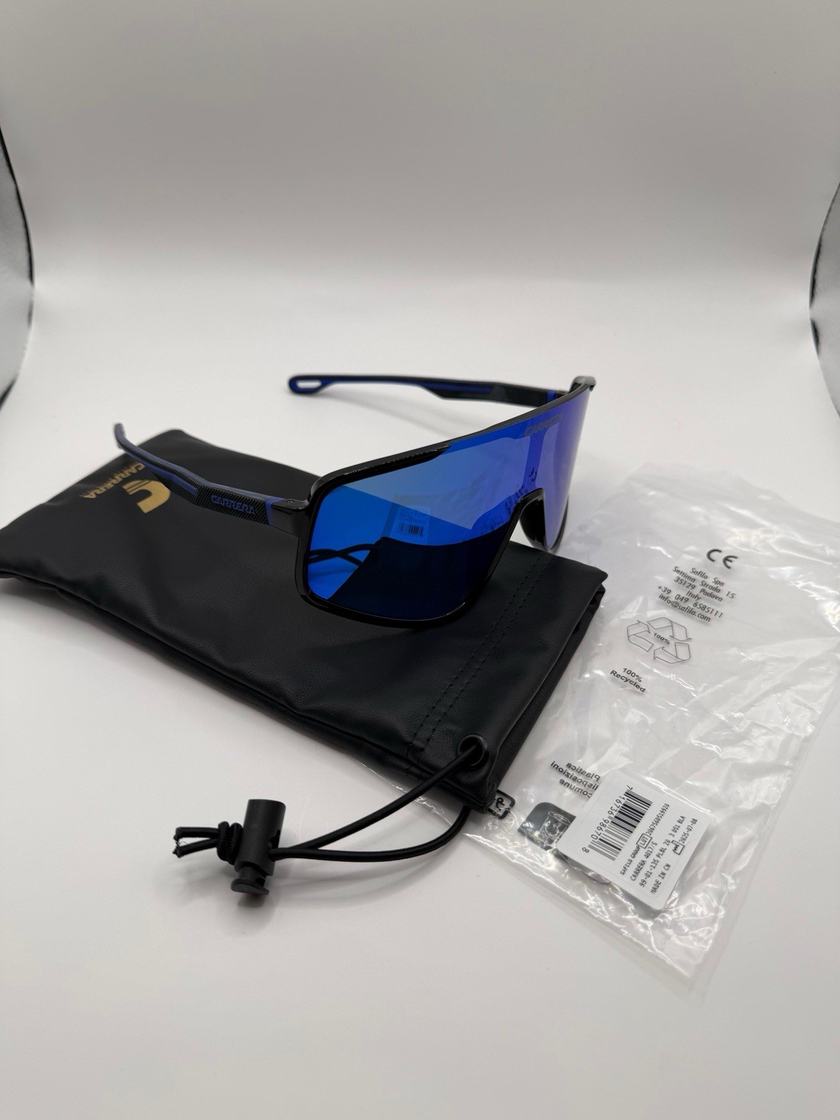 Authentic Carrera 4017/S XYOMT Sunglasses Black Neon Blue w/ Case Unisex